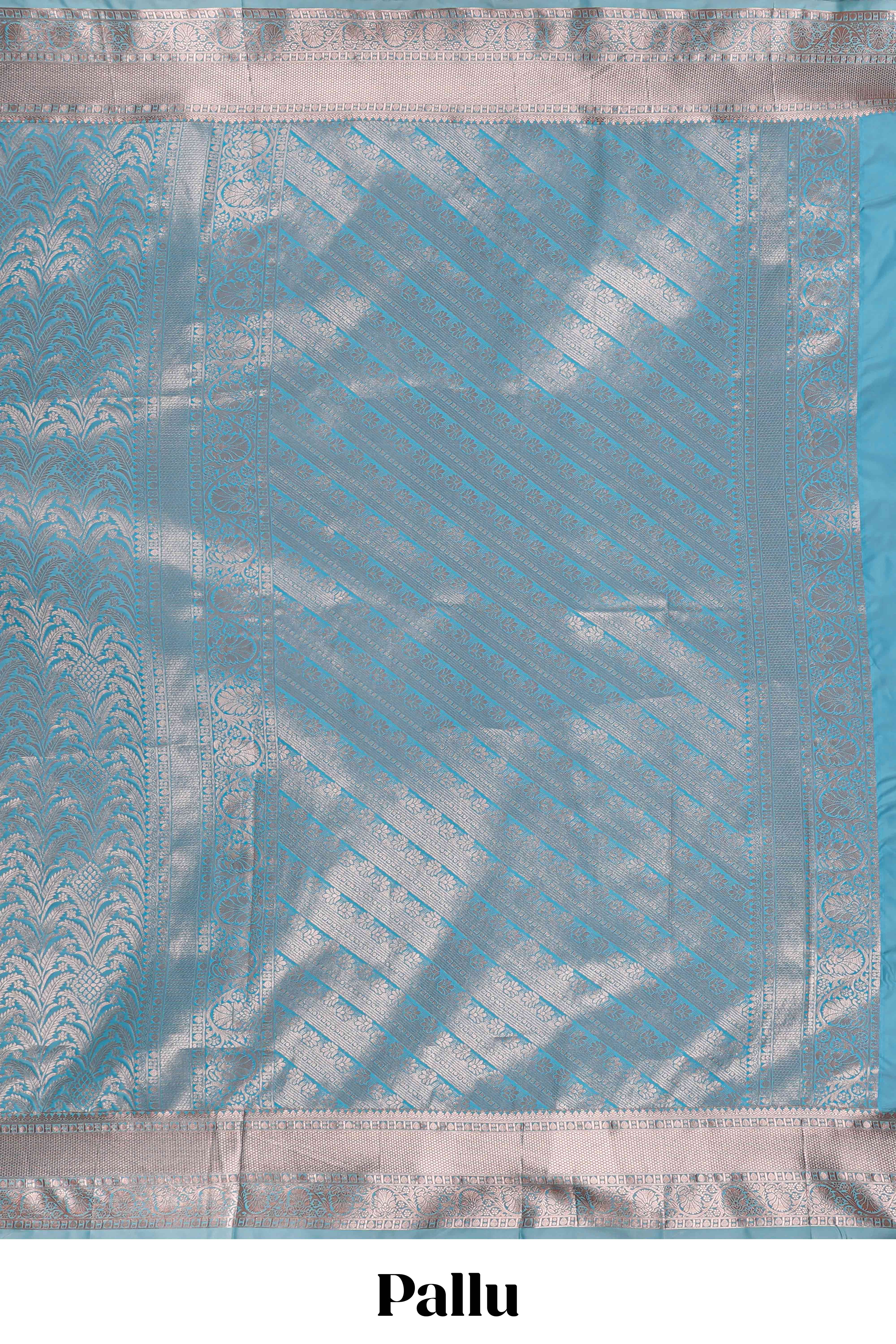 Sky Blue Color Tissue Silk Saree withZari Weaving Body and Border along with Matching Blouse