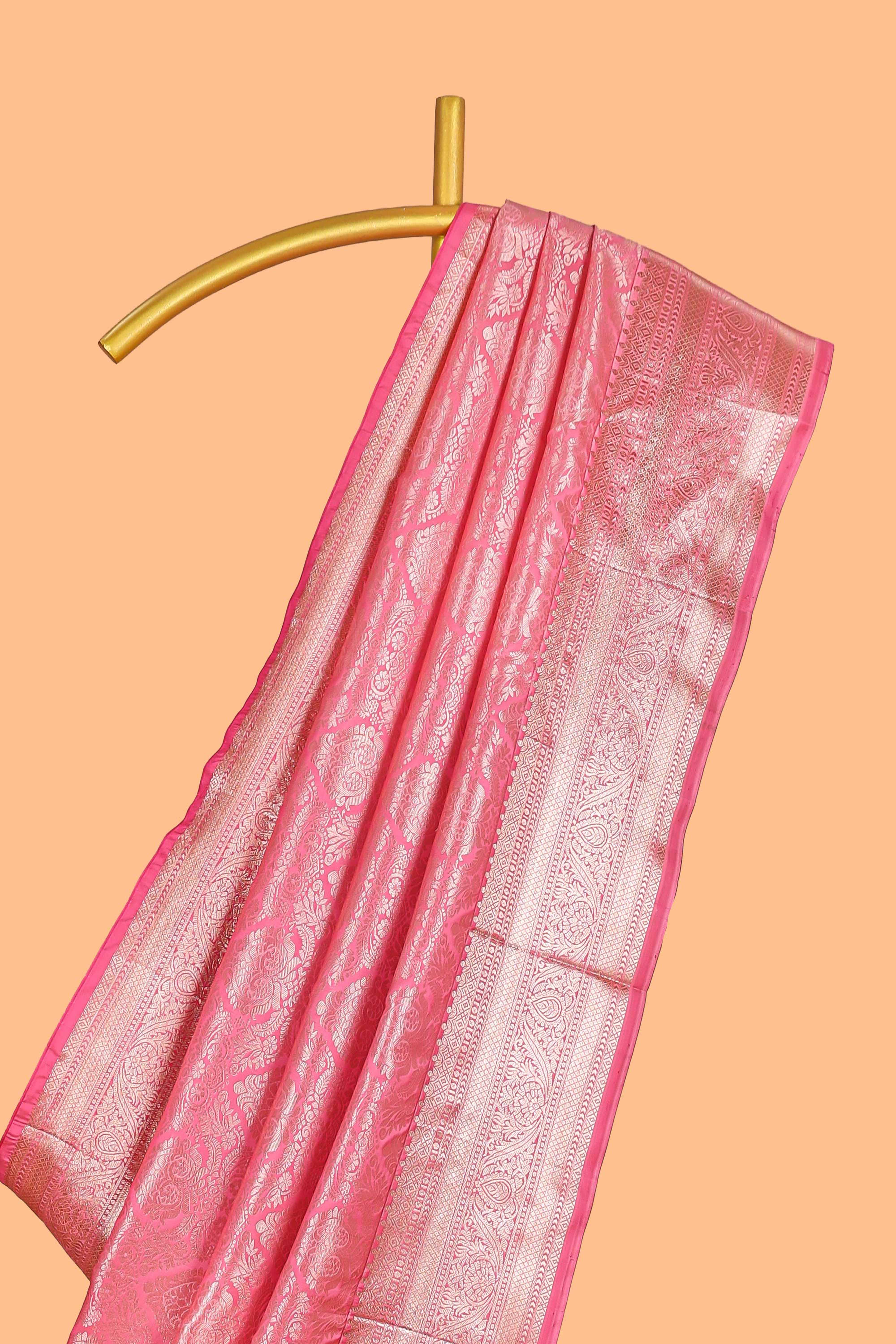 Pink Color Tissue Silk Saree withZari Weaving Body and Border along with Matching Blouse