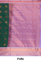 Green Color Tissue Silk Saree withZari Checks Weaving Body and Contrast Border along with Contrast Blouse