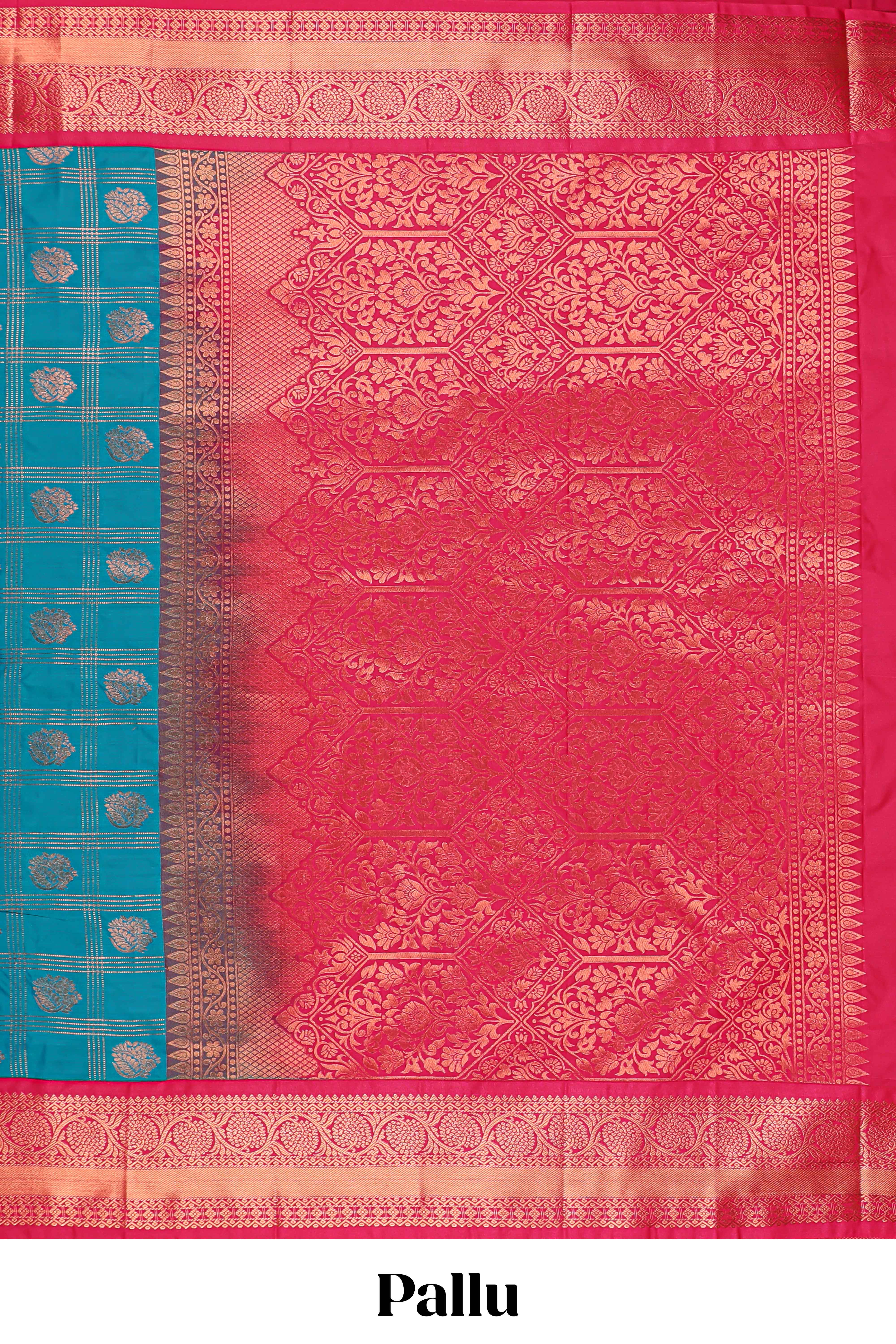 Blue Color Tissue Silk Saree withZari Checksand Buttas Weaving Body and Contrast Border along with Contrast Blouse