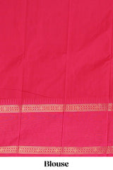 Turmeric Yellow Color Tissue Silk Saree withZari Checksand Buttas Weaving Body and Contrast Border along with Contrast Blouse