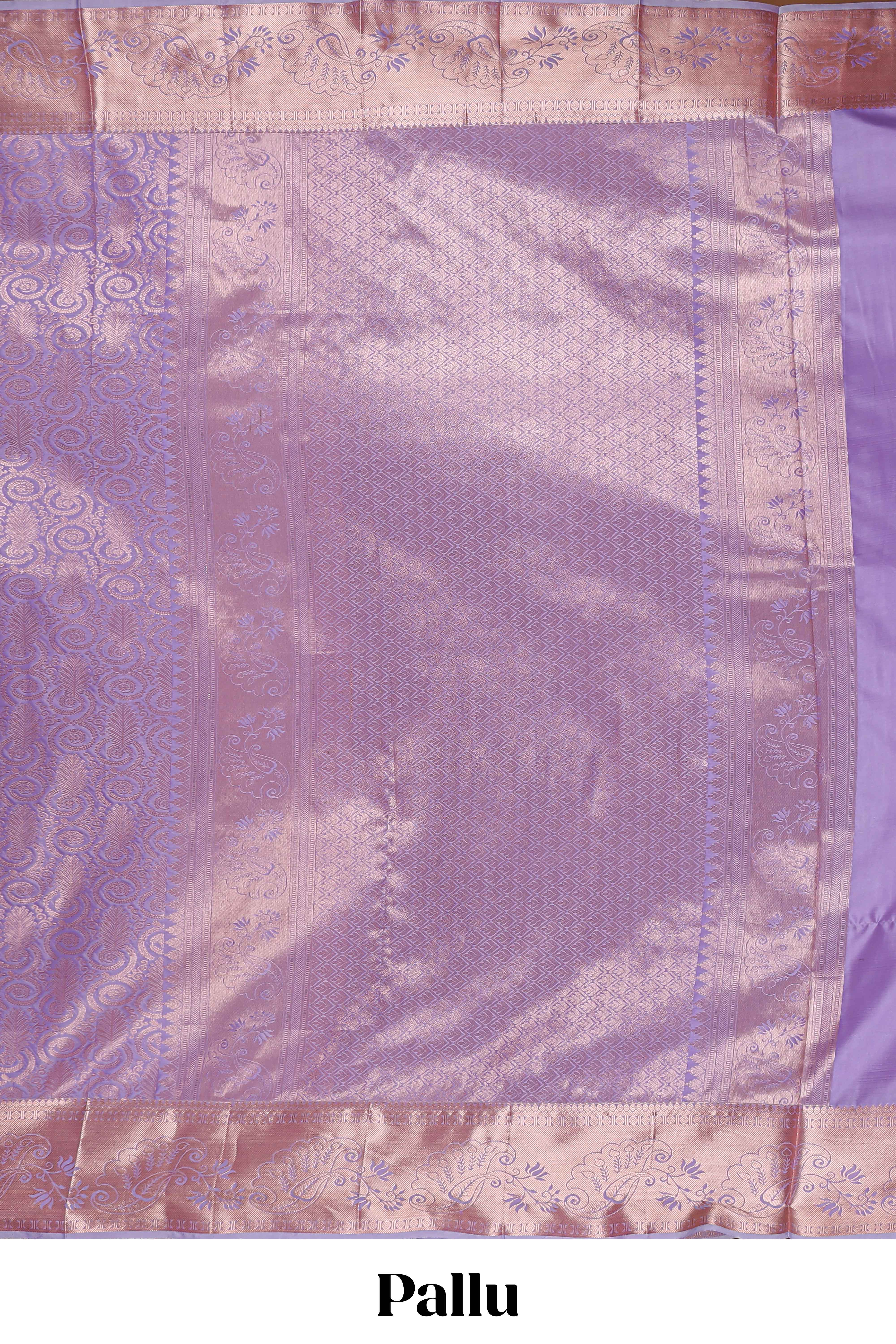 Lavender Color Tissue Silk Saree withZari Weaving Body and Contrast Border along with Matching Blouse