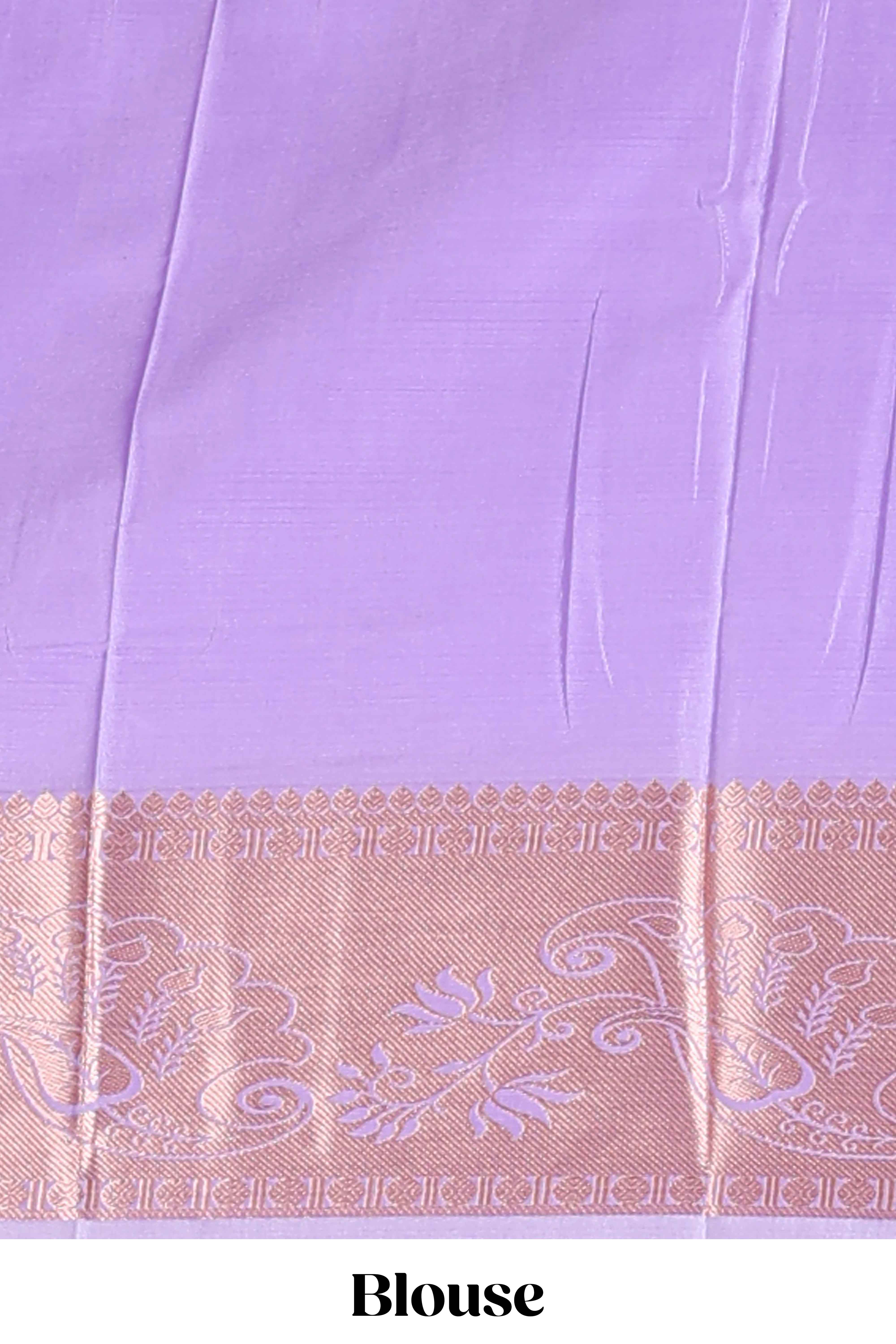 Lavender Color Tissue Silk Saree withZari Weaving Body and Contrast Border along with Matching Blouse