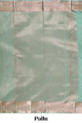 Pastel Green Color Tissue Silk Saree withZari Weaving Body and Contrast Border along with Matching Blouse