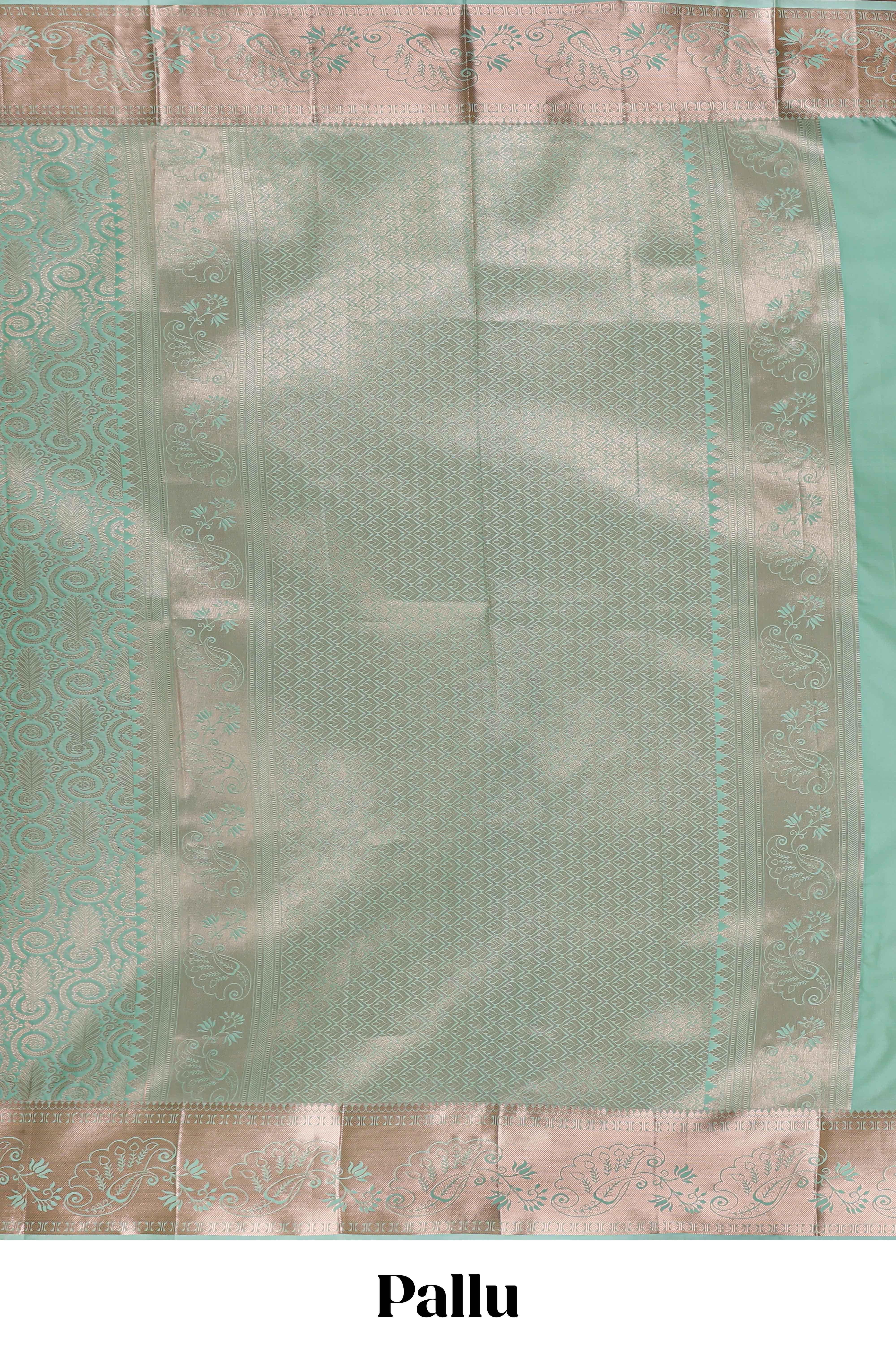 Pastel Green Color Tissue Silk Saree withZari Weaving Body and Contrast Border along with Matching Blouse