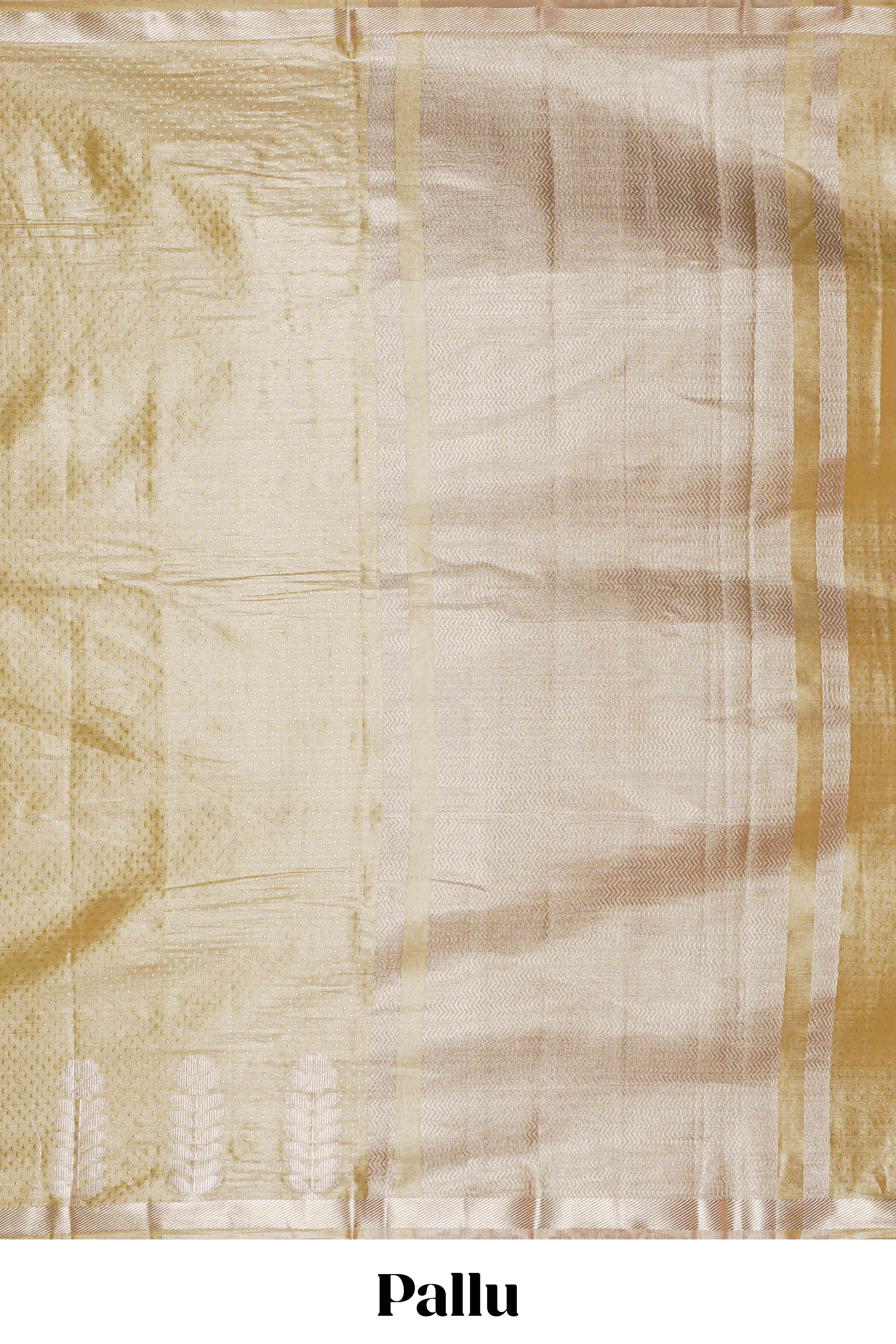 Mustard zari floral design tissue saree with self zari border and matching blouse