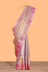 Lavender floral zari design art tissue saree with contrast zari border and zari blouse