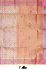 Lavender floral zari design art tissue saree with contrast zari border and zari blouse