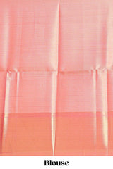Pink geometric zari motifs art tissue saree with self zari border and matching blouse