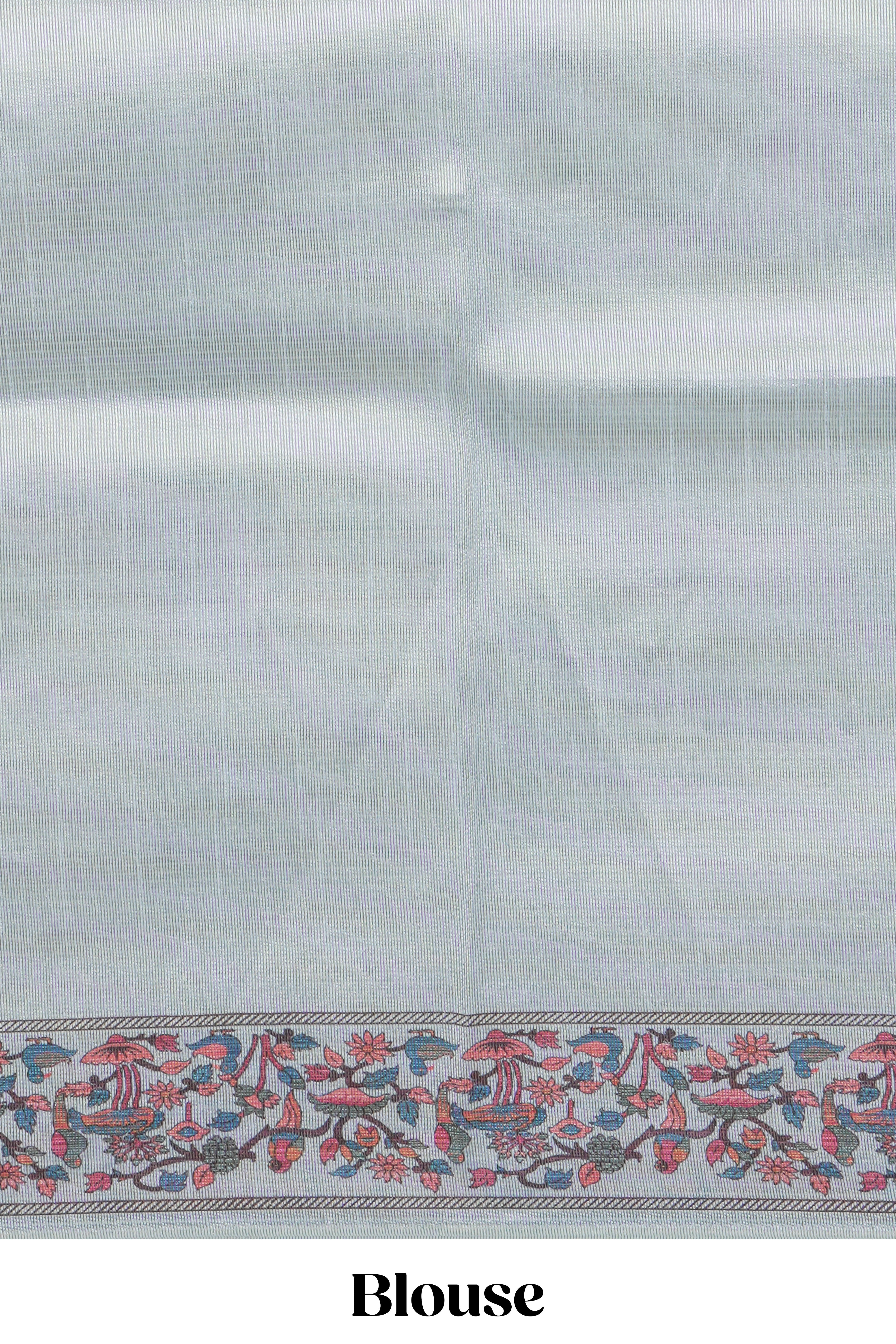 Multi color striped art tissue saree with contrast border and plain blouse