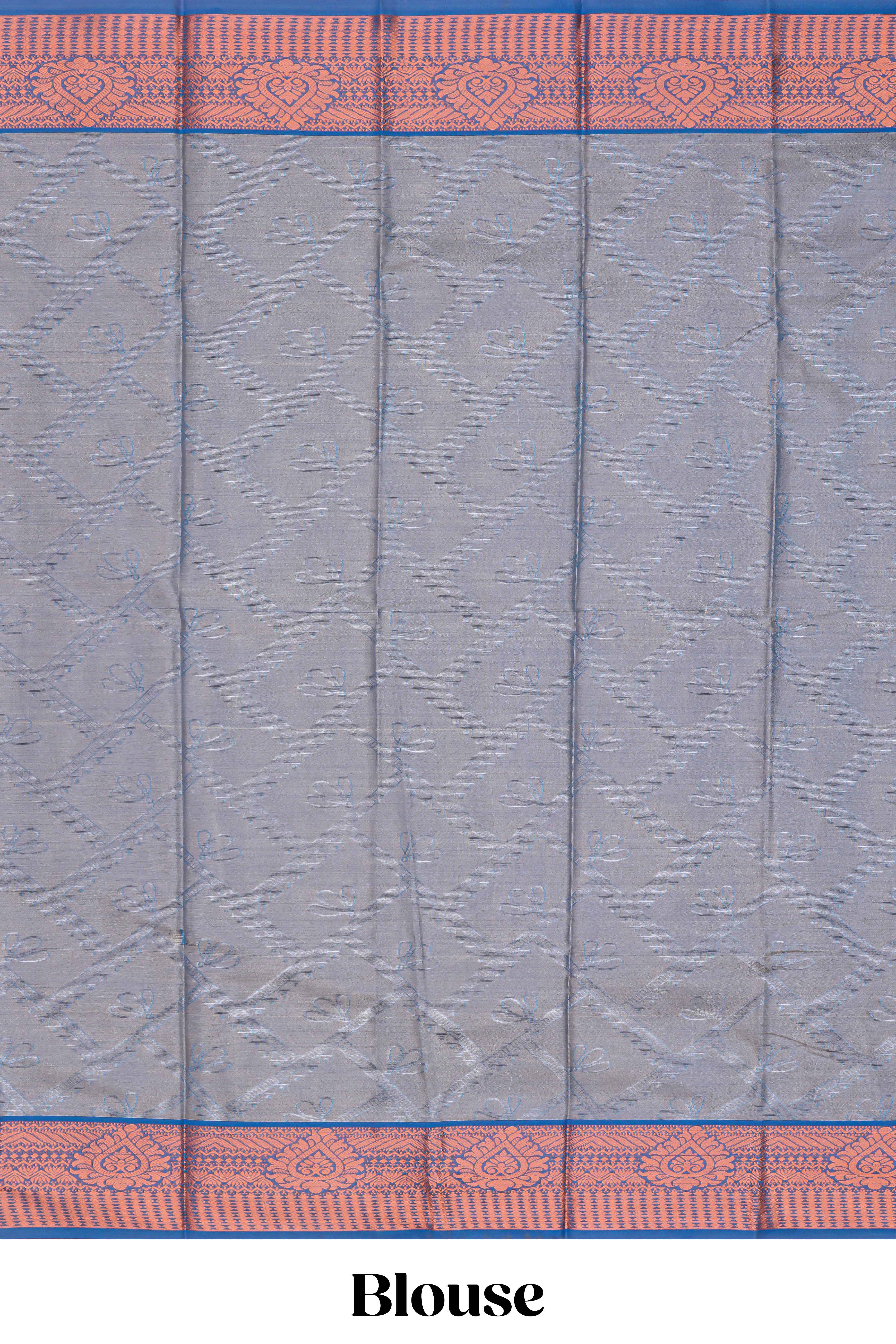 Mauve blue floral vine design art tissue saree with contrast border and blouse