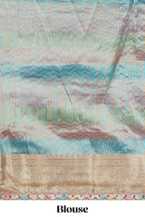 Multi color crush art tissue saree with self design border and matching zari blouse