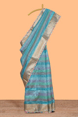 Multi color crush art tissue saree with self design border and matching zari blouse