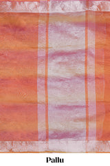 Orange crush art tissue saree with contrast design border and matching zari blouse