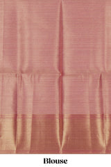 Pink geometric zari design art tissue saree with self zari border and matching blouse