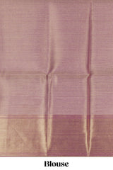 Magenta checked floral motifs design art tissue saree with self zari border and matching blouse