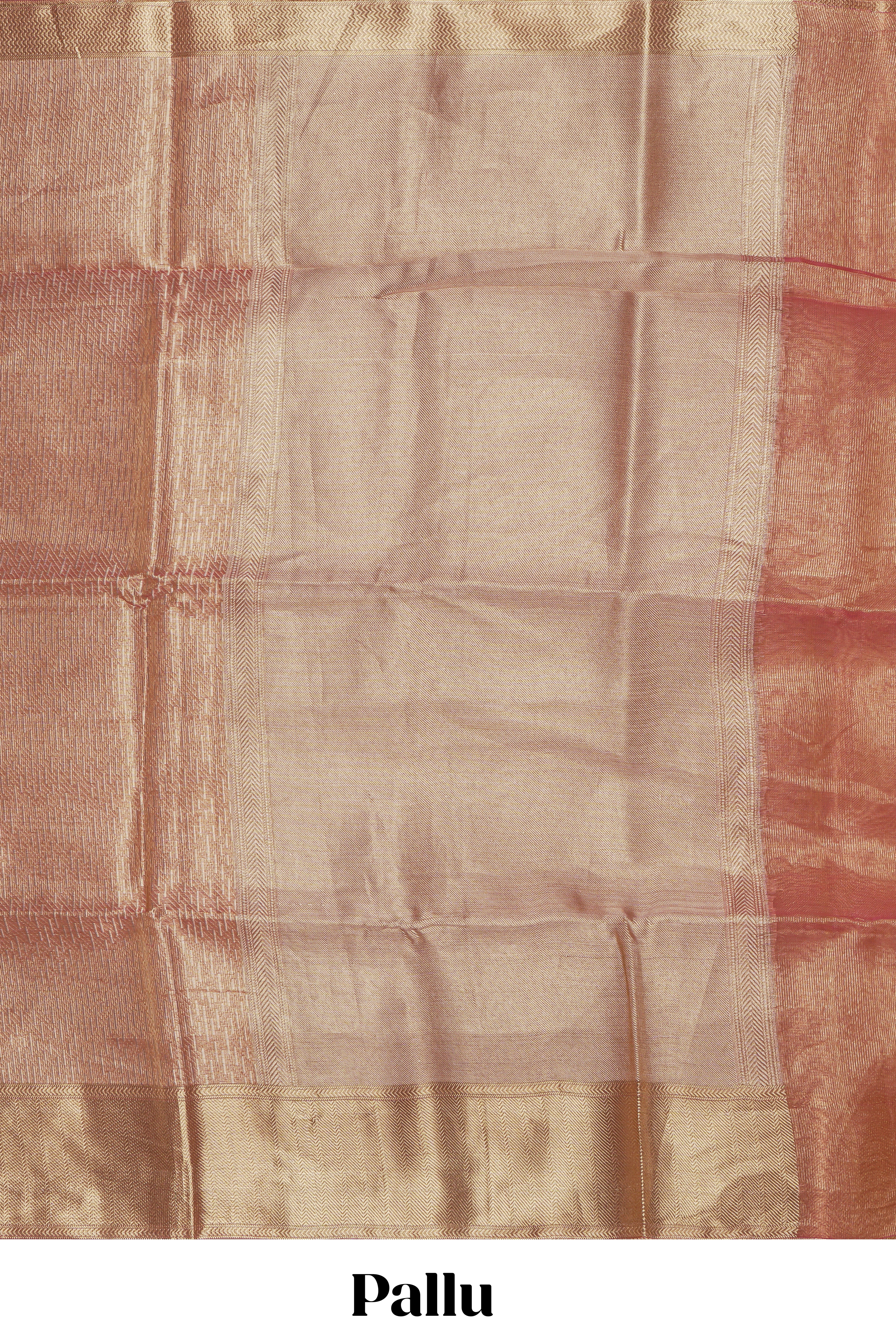 Rose gold geometric motifs design art tissue saree with self zari border and matching blouse