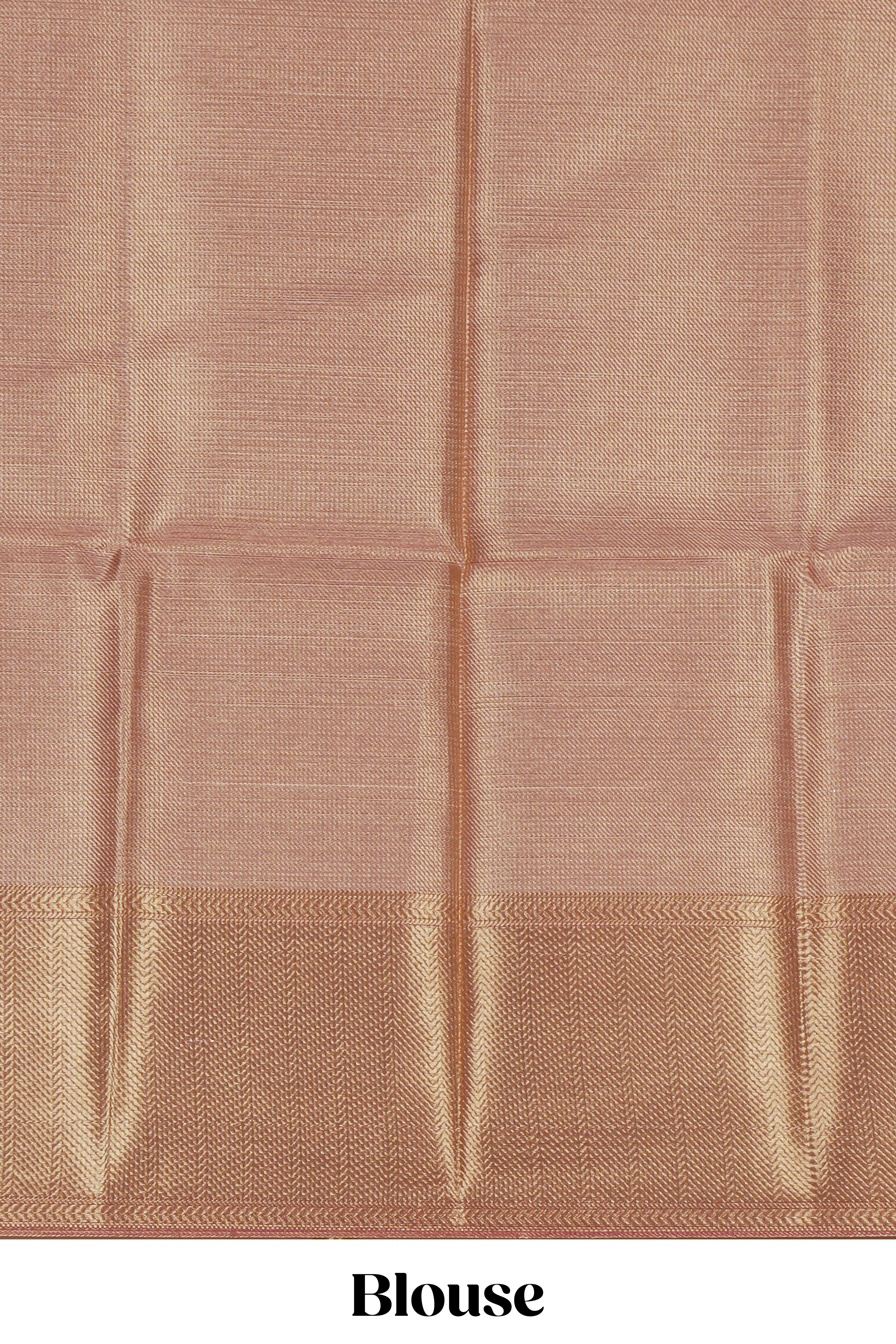 Rose gold geometric motifs design art tissue saree with self zari border and matching blouse