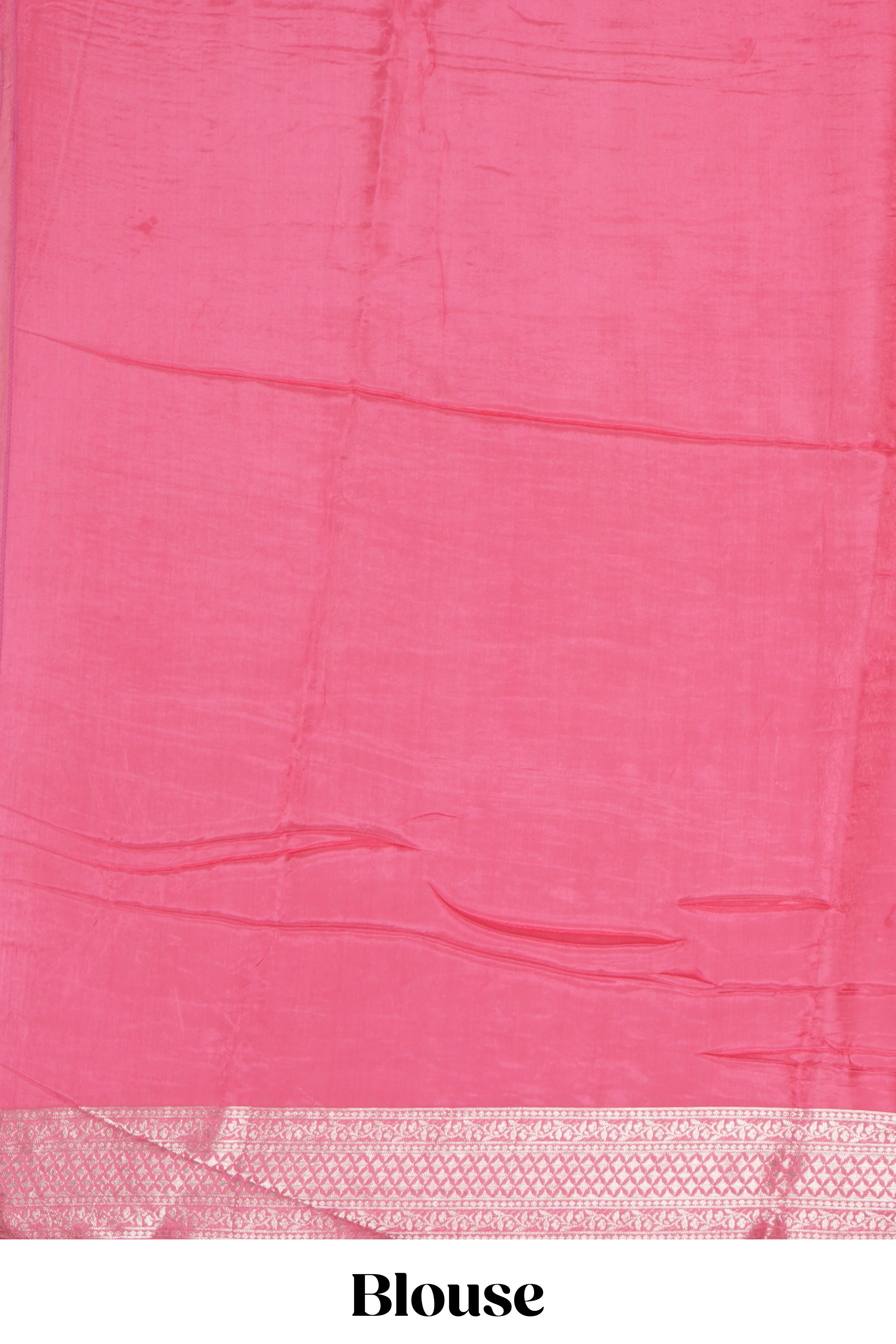 Borderless pink striped zari motifs art tissue saree with self pallu and matching blouse