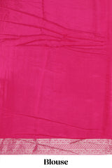 Borderless maroon striped zari motifs art tissue saree with self pallu and matching blouse
