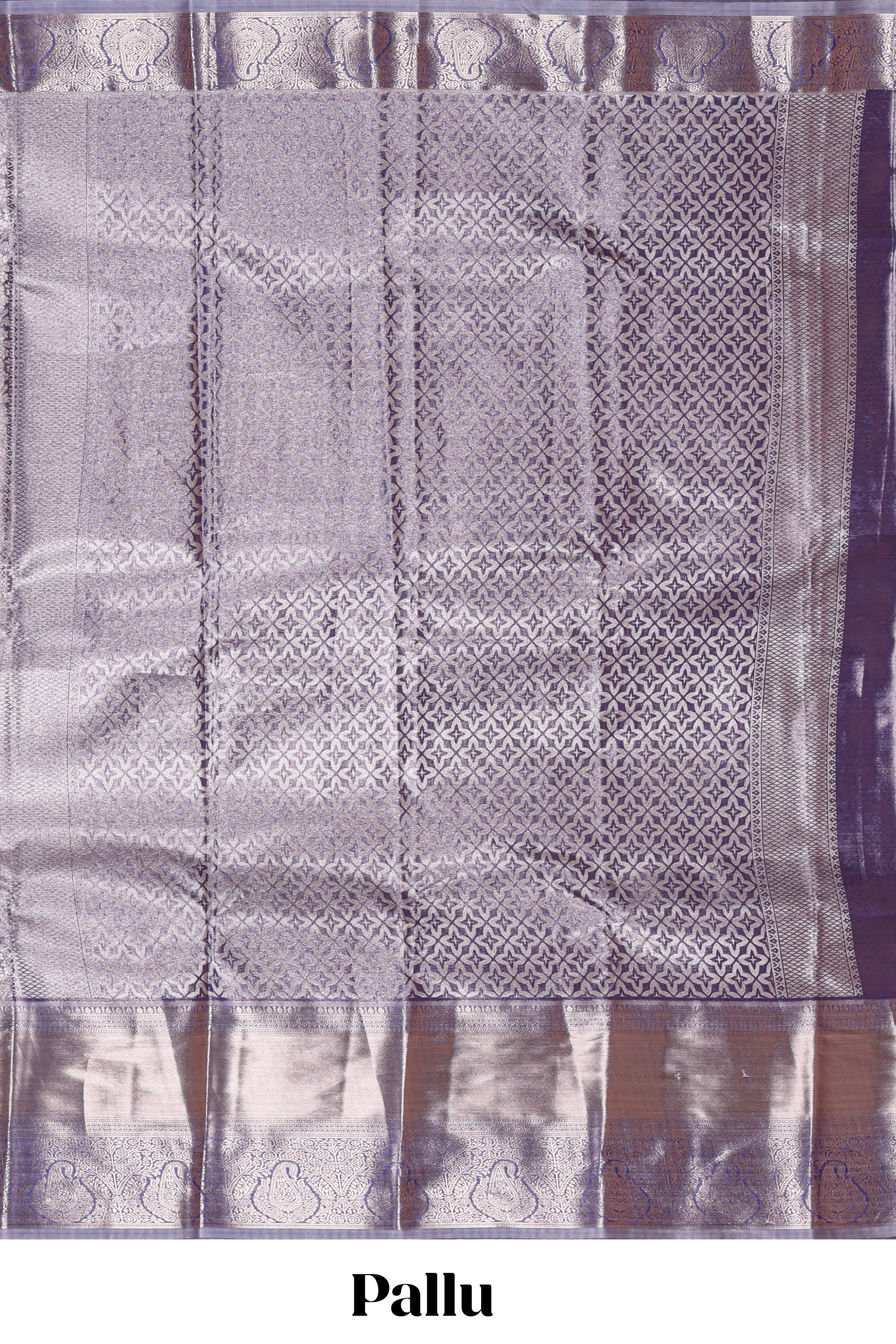 Lavender silver zari floral design art tissue saree with self zari border and matching blouse