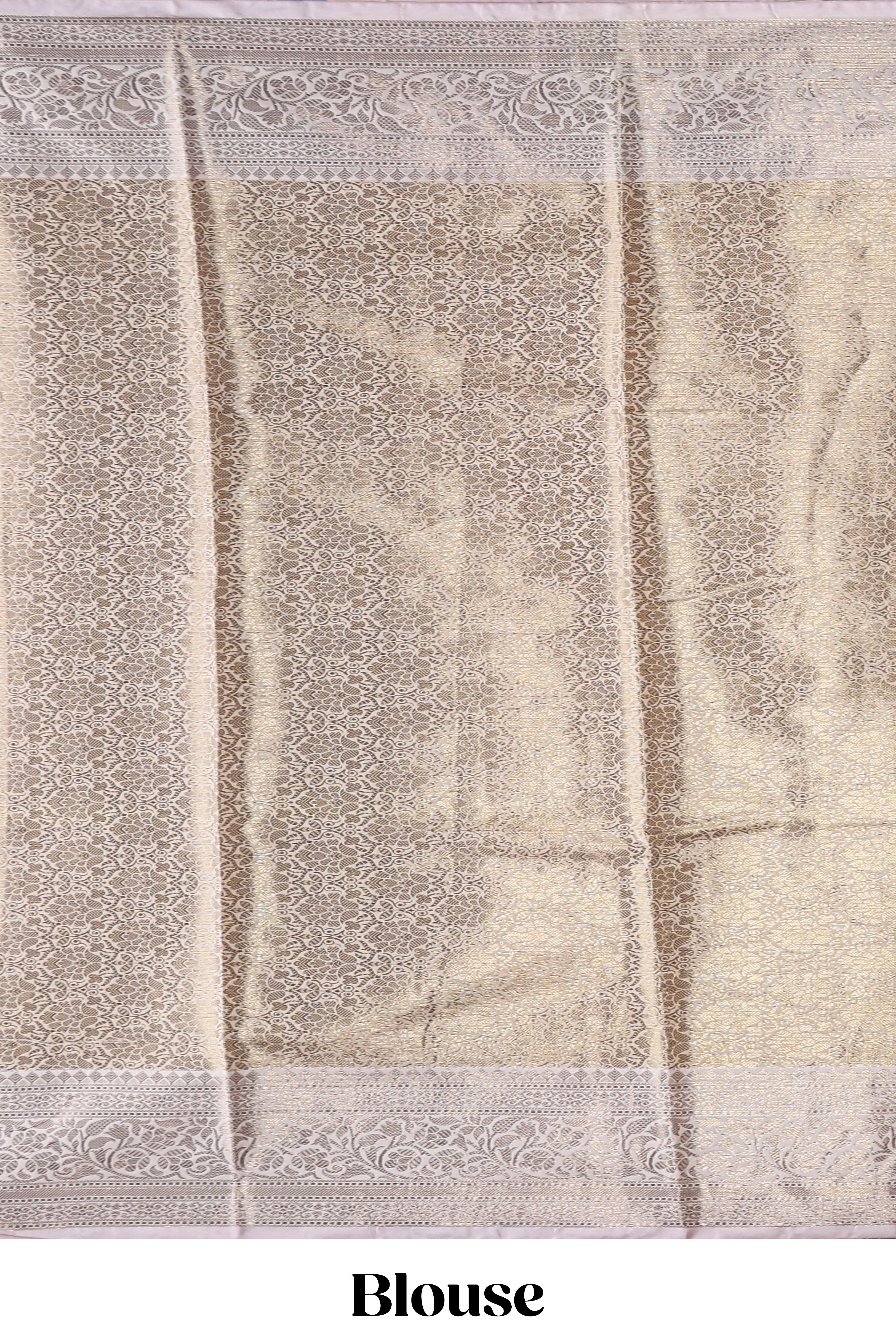 Lavender checked zari motifs design art tissue saree with contrast zari border and matching printed blouse