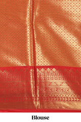 Mustard yellow geometric design art tissue saree with contrast zari border and blouse
