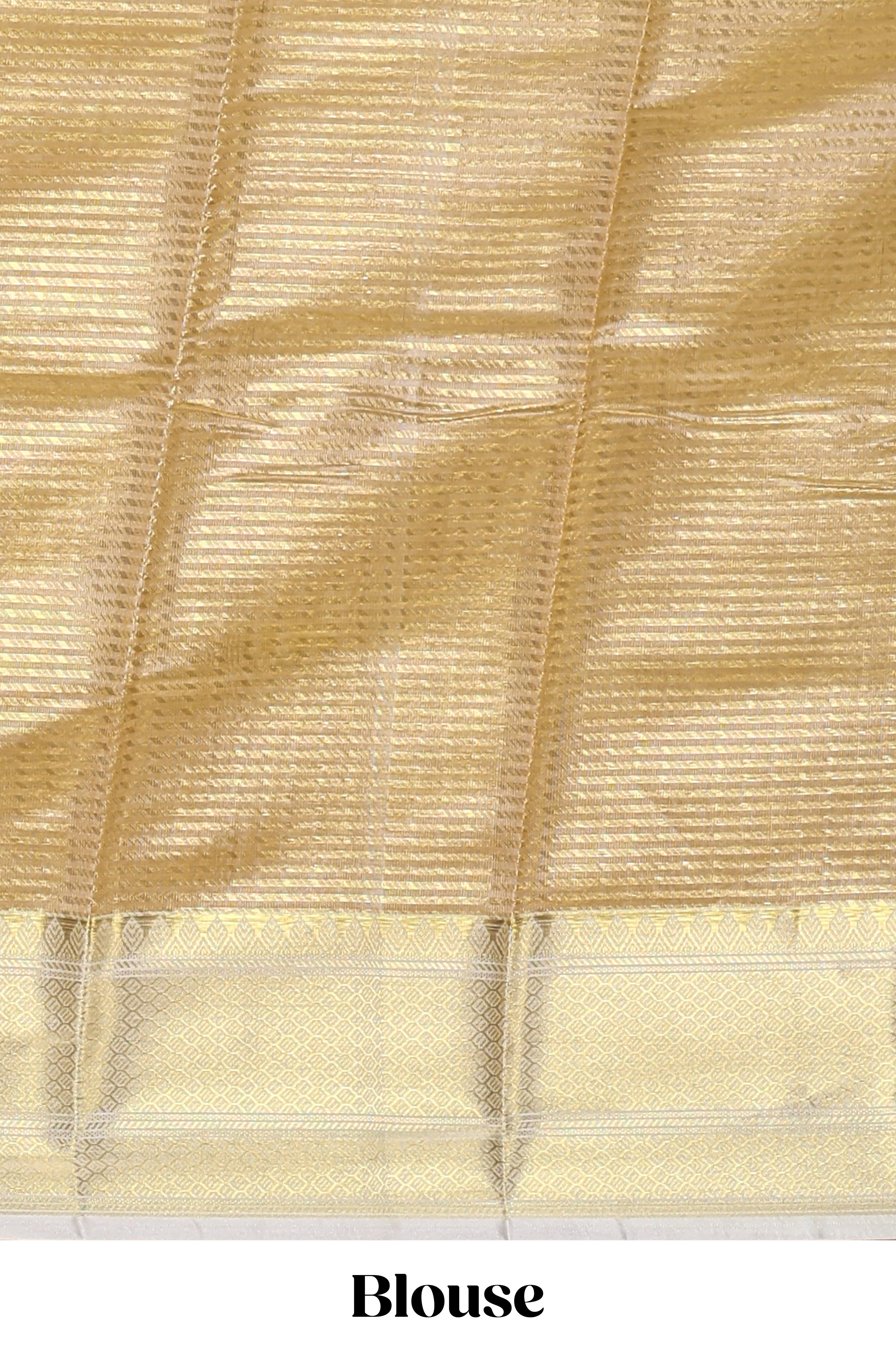 Blue small zari checks design art tissue saree with contrast border and blouse
