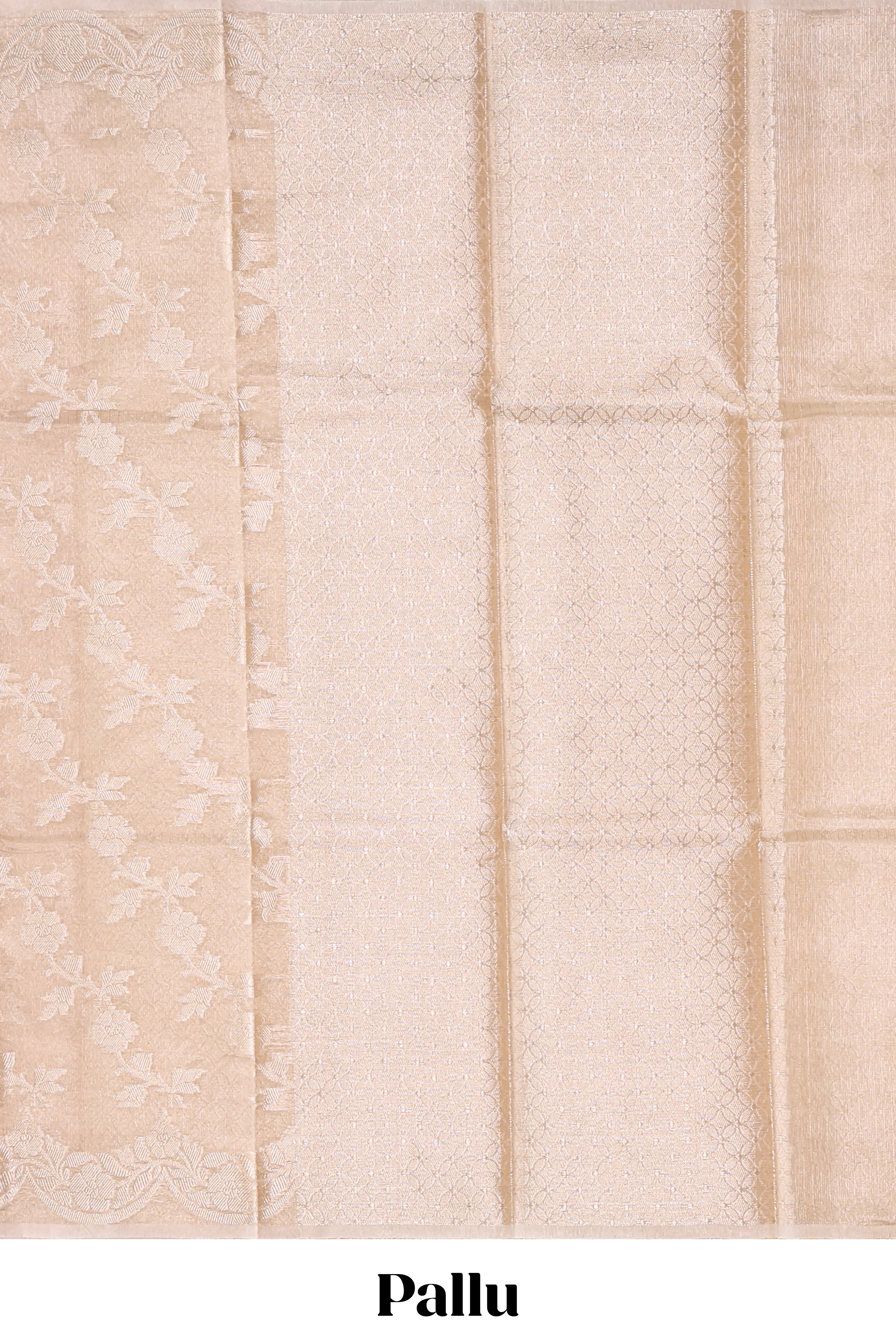 Beige floral zari design art tissue saree with self pallu and matching blouse