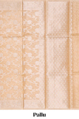 Sandal color floral design art tissue saree with self zari border and zari work blouse