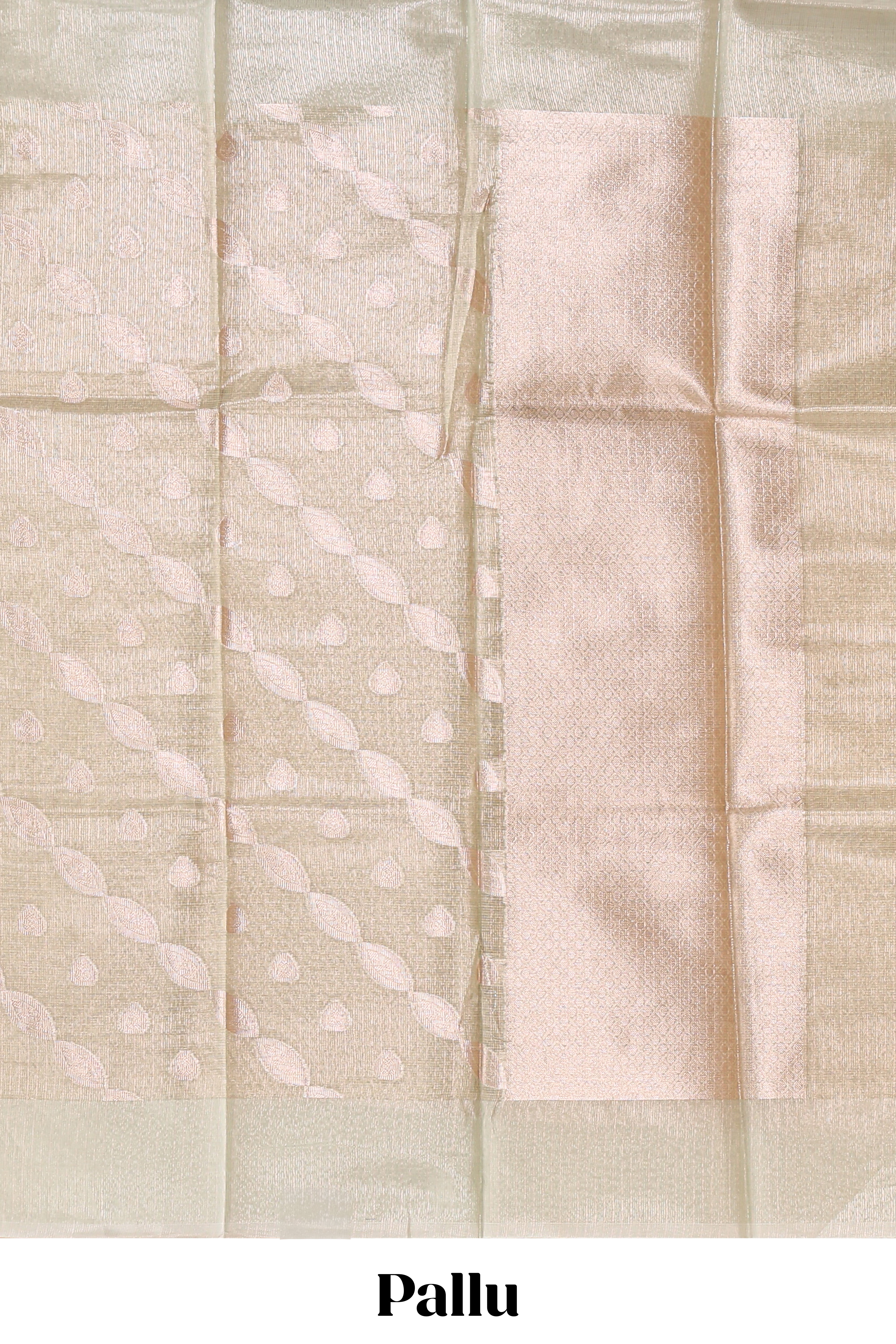 Mint green scattered floral and leaf motifs art tissue saree with self pallu and plain border