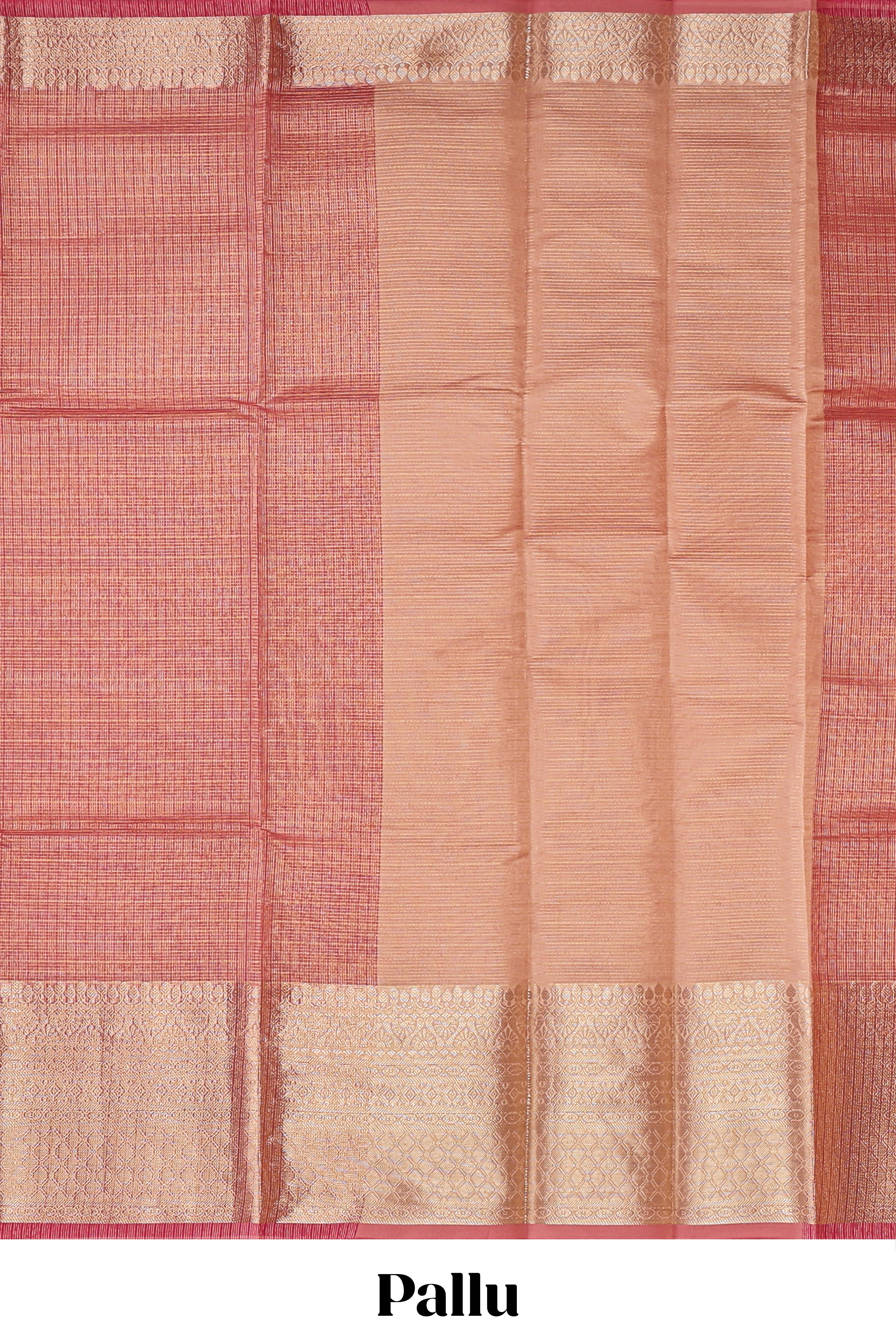 Glossy Maroon checked art tissue saree with self zari border and contrast blouse