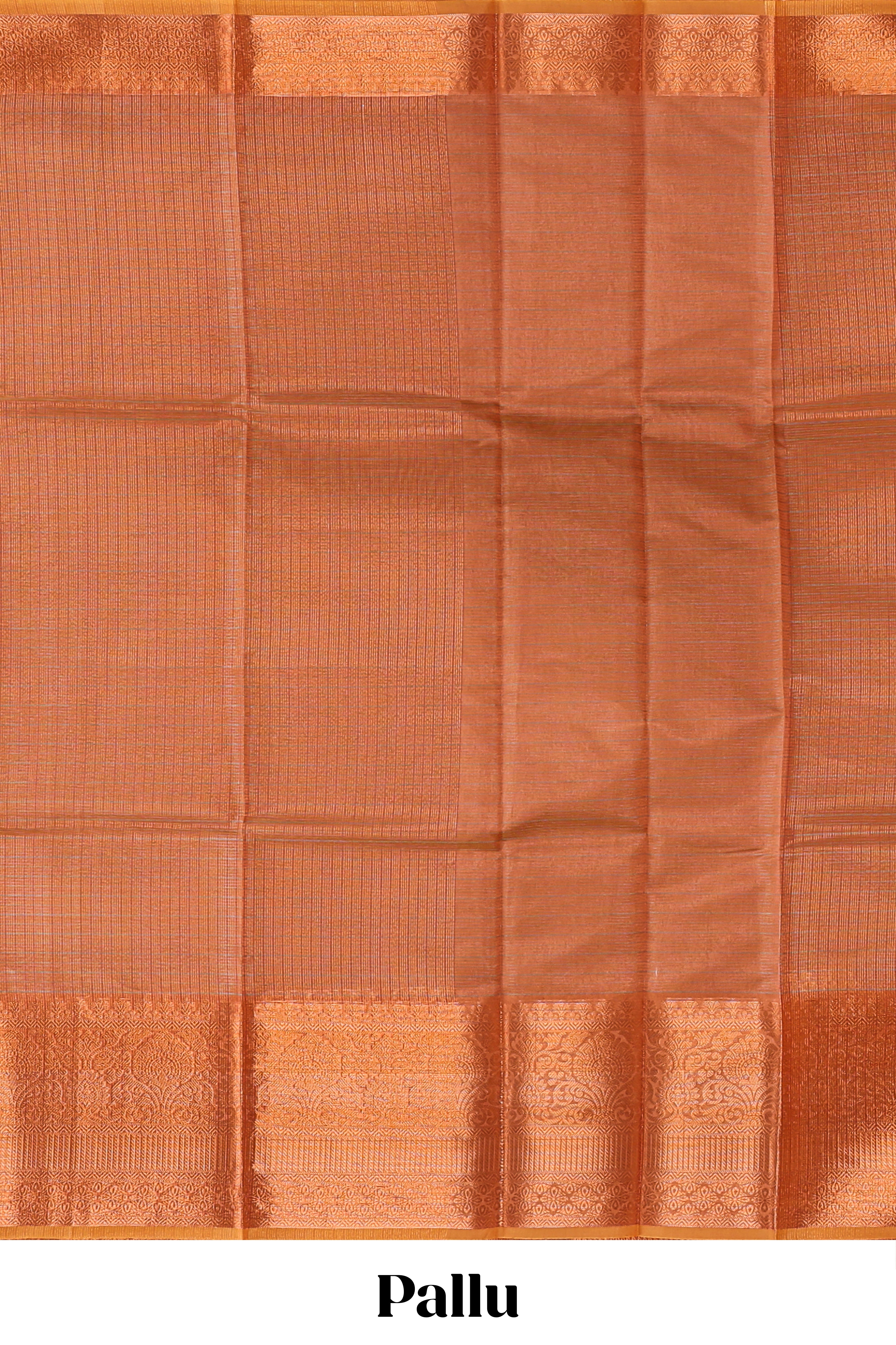 Rust orange checked art tissue saree with contrast zari border and matching blouse
