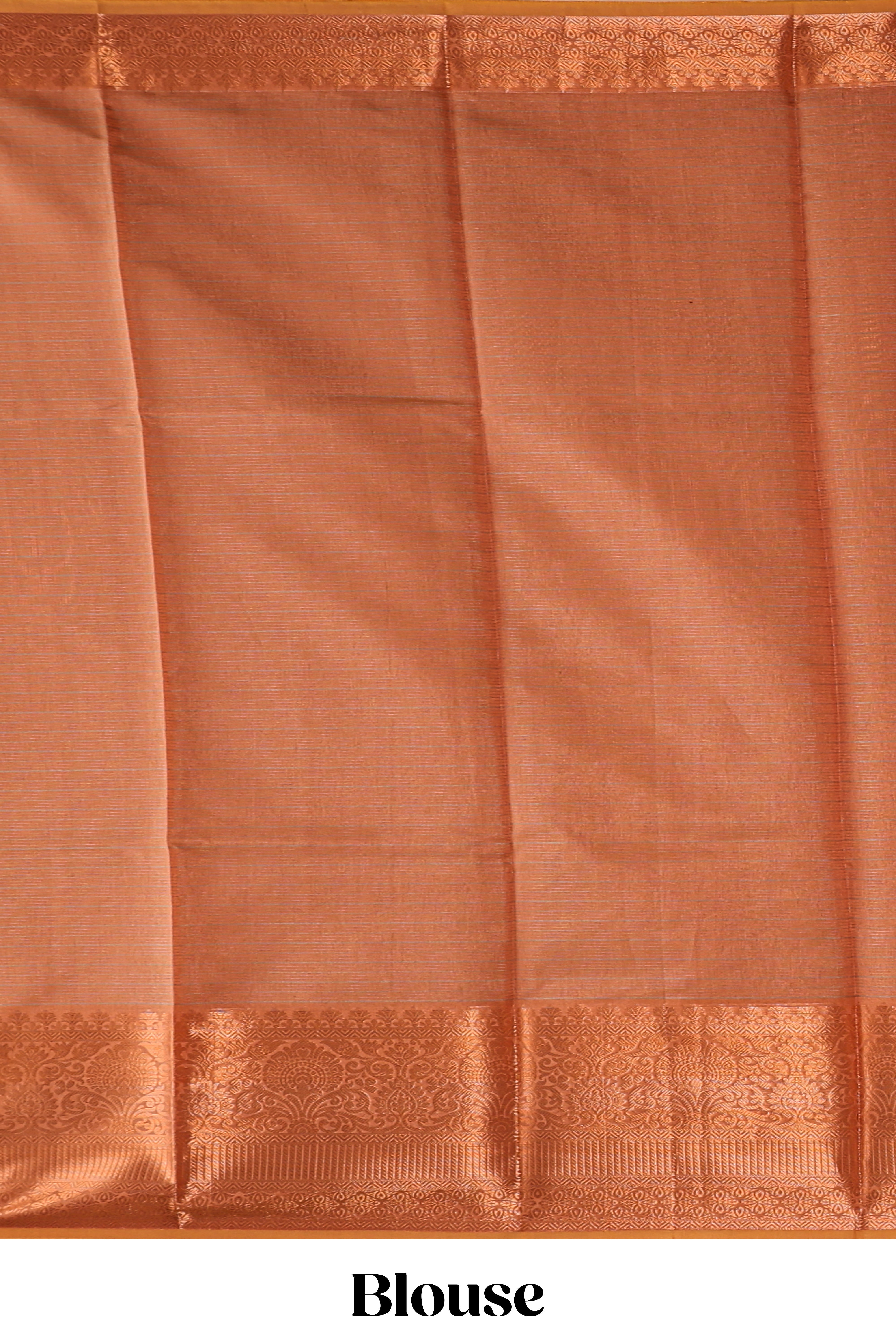 Rust orange checked art tissue saree with contrast zari border and matching blouse