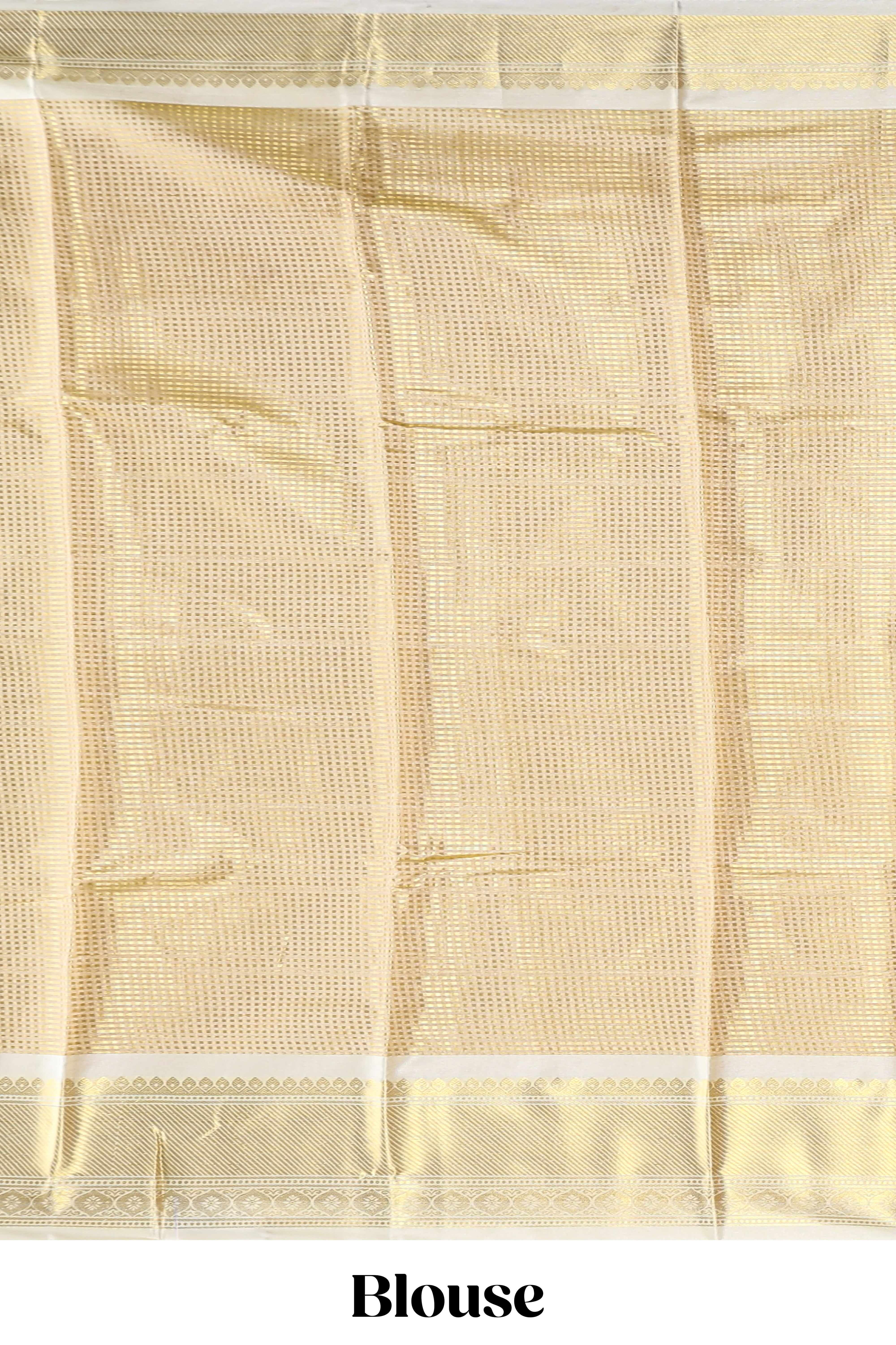 Bright gold zari design art tissue saree with contrast zari border and blouse