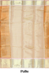 Bronze striped art tissue saree with contrast zari border and blouse