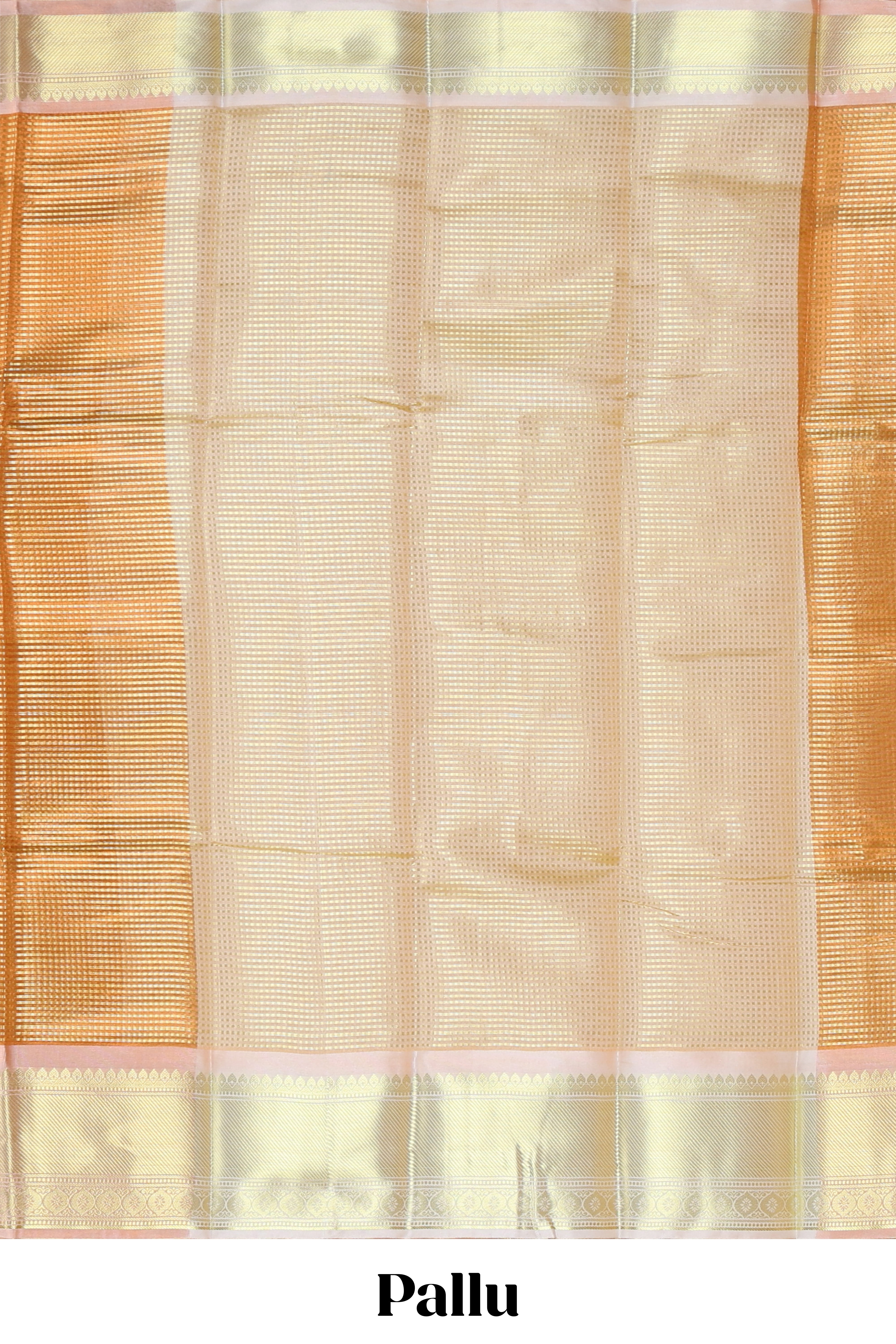 Bronze striped art tissue saree with contrast zari border and blouse