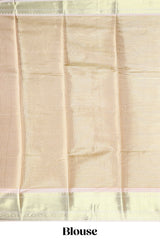Bronze striped art tissue saree with contrast zari border and blouse