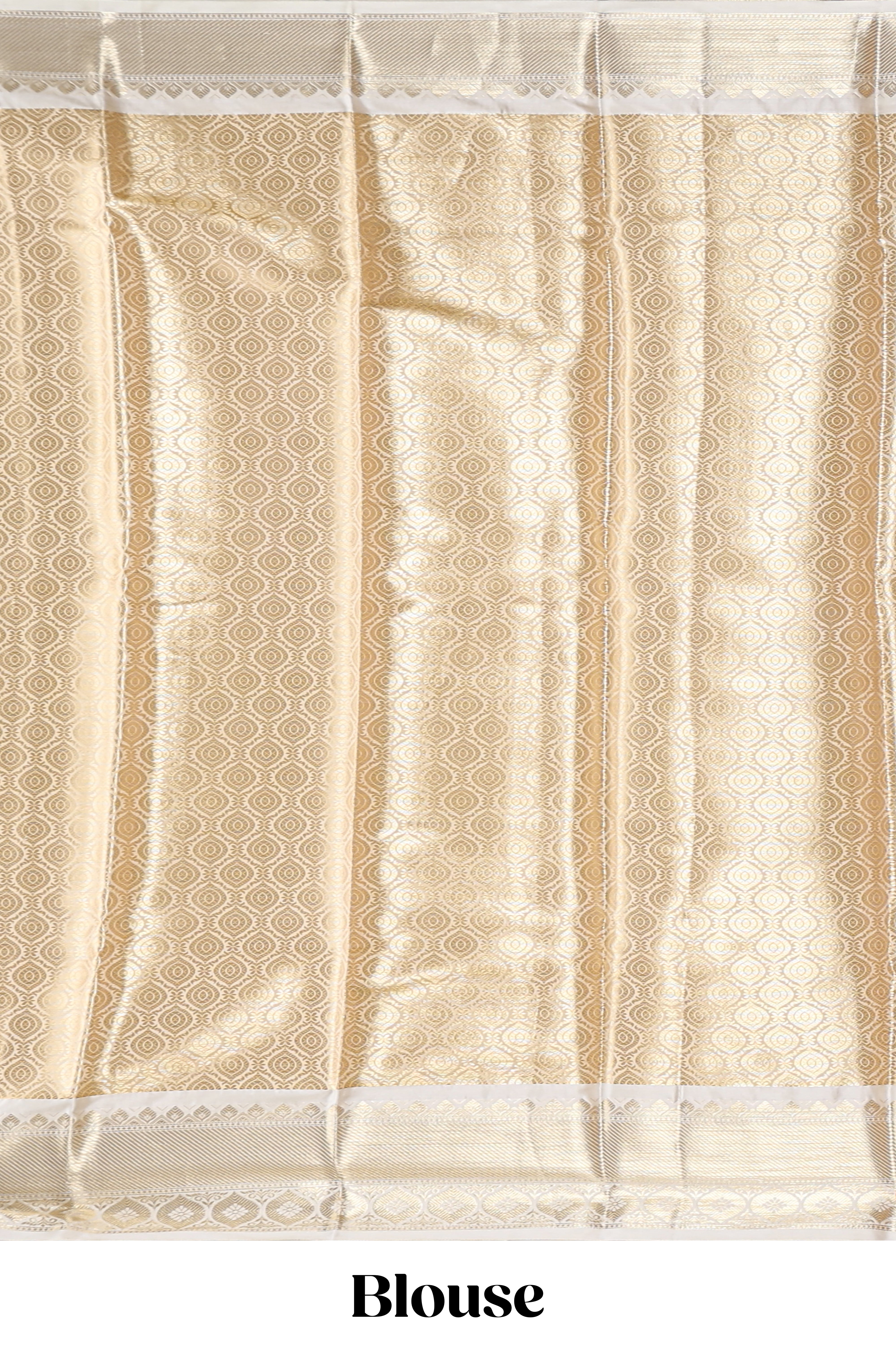 Gold zari motifs art tissue saree with contrast zari border and blouse