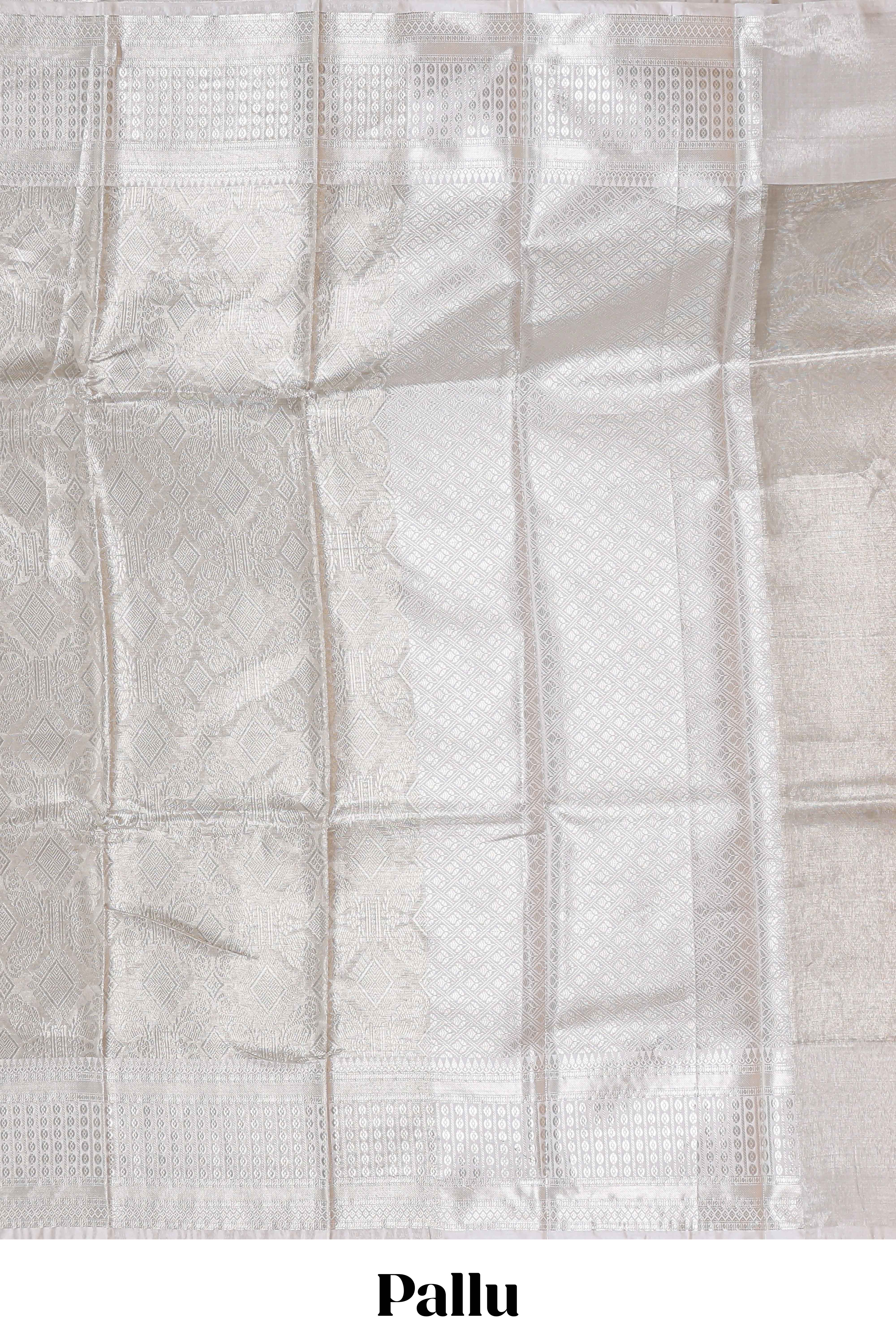 Grey floral zari design art tissue saree with contrast zari border and contrast blouse