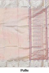 Grey shade zari design art tissue saree with self zari border and matching blouse