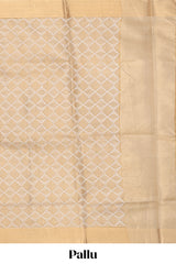 Gold shade geometric design art tissue saree with self zari border and matching blouse