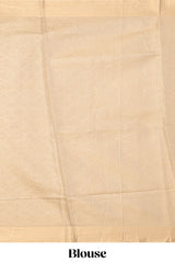 Gold shade geometric design art tissue saree with self zari border and matching blouse
