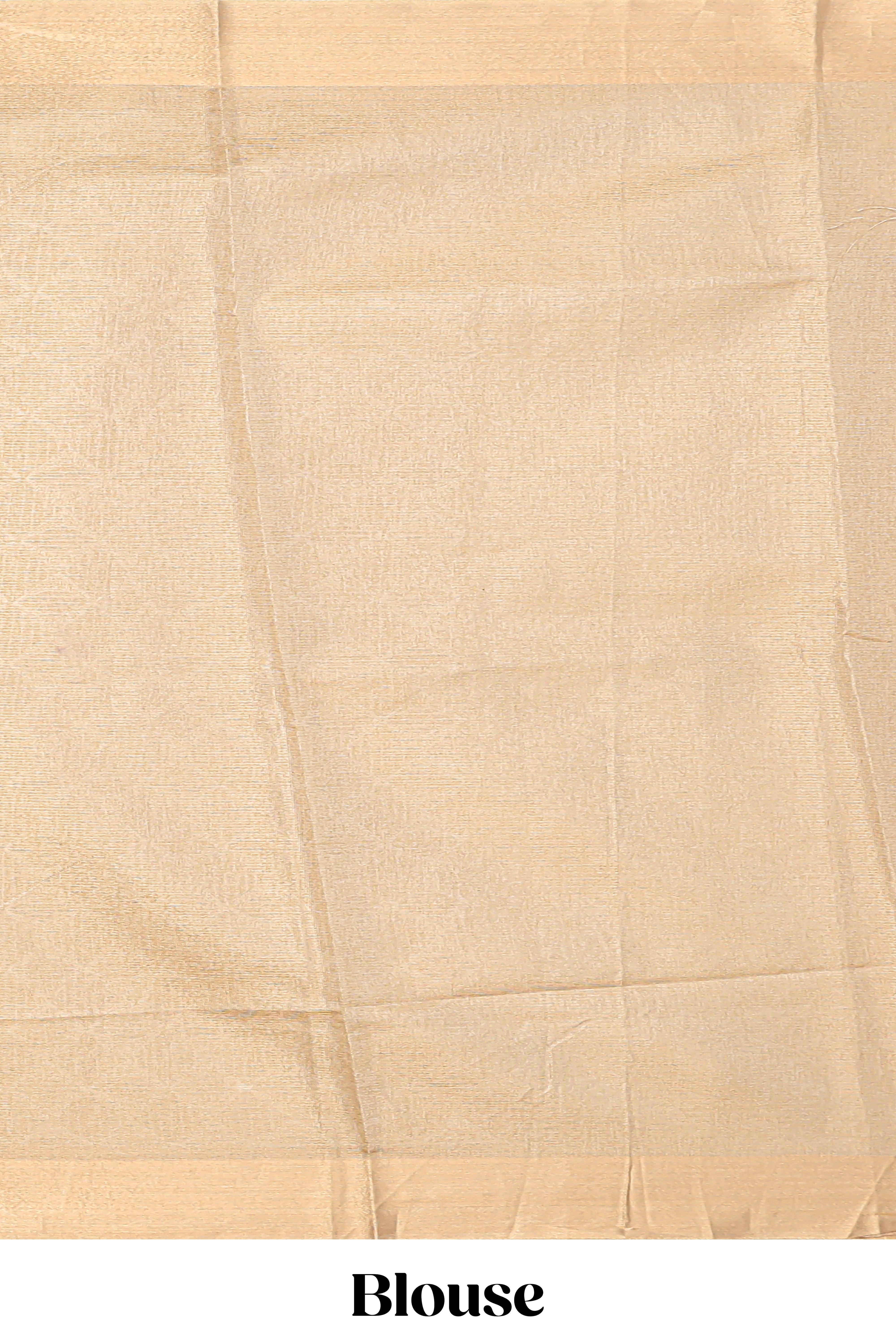 Gold shade geometric design art tissue saree with self zari border and matching blouse