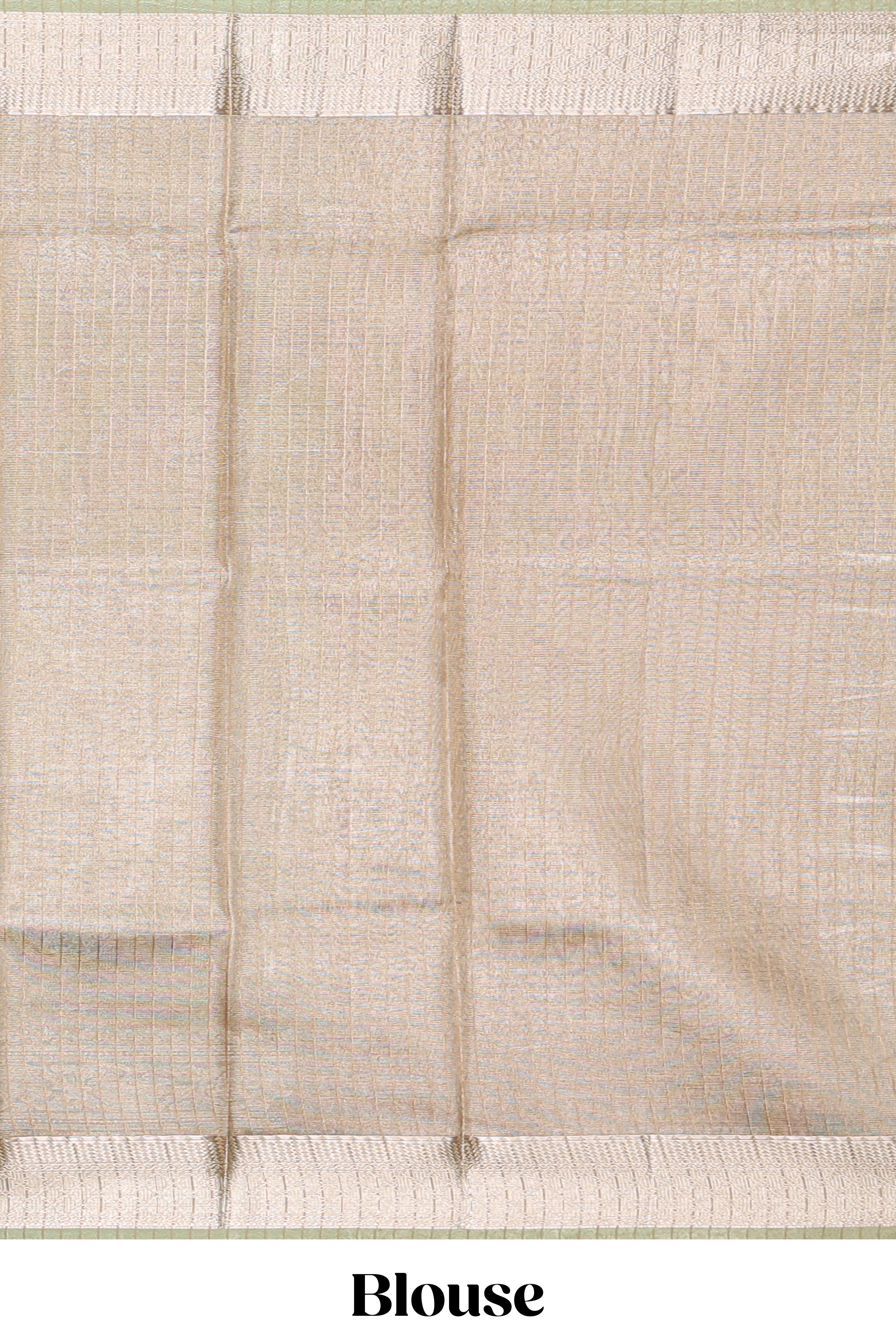 Sage green unique design art tissue saree with self zari border and matching blouse