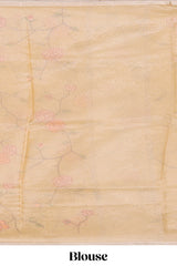 Borderless sandal floral pattern art tissue saree with floral design pallu and plain blouse