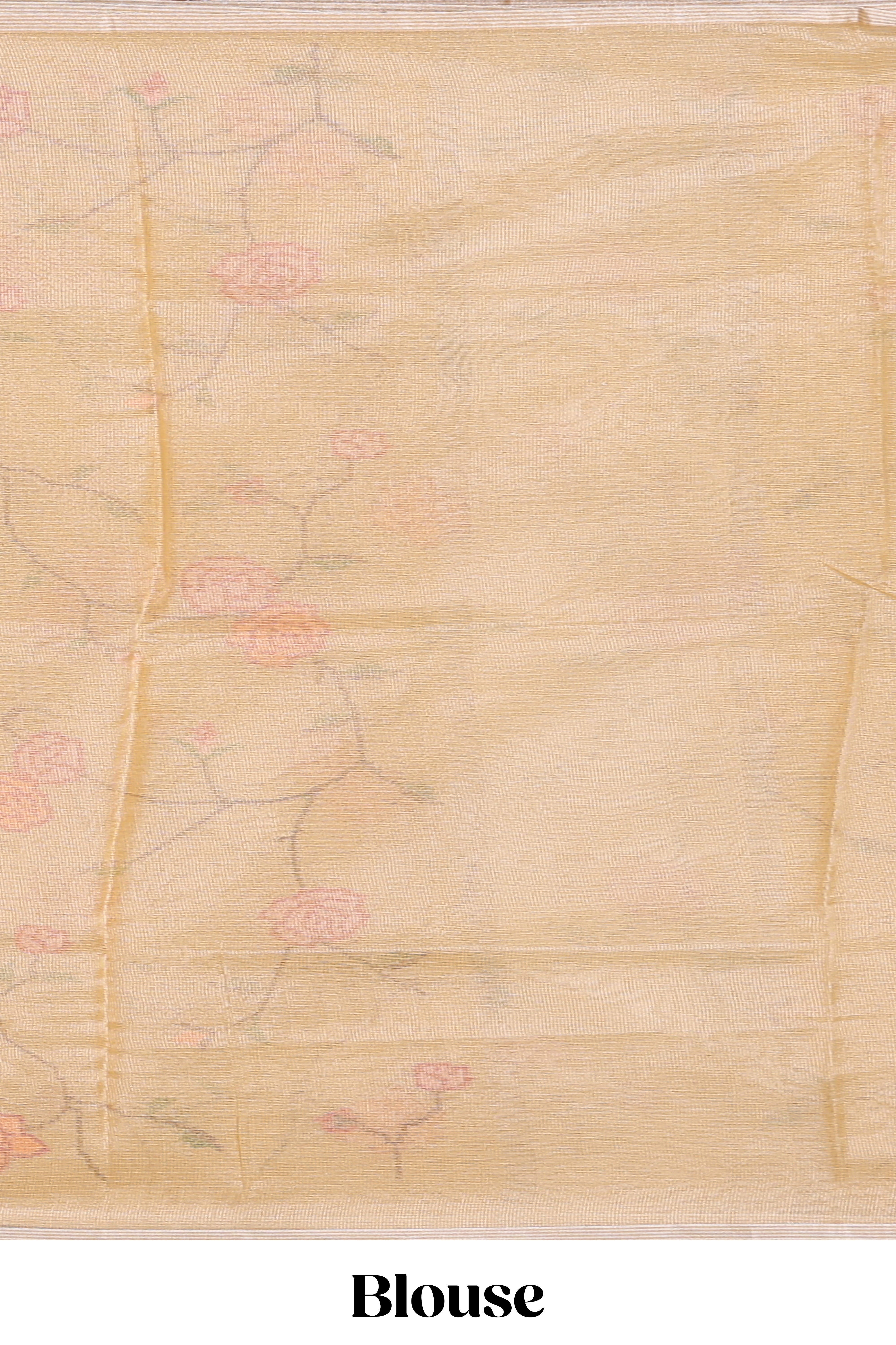 Borderless sandal floral pattern art tissue saree with floral design pallu and plain blouse
