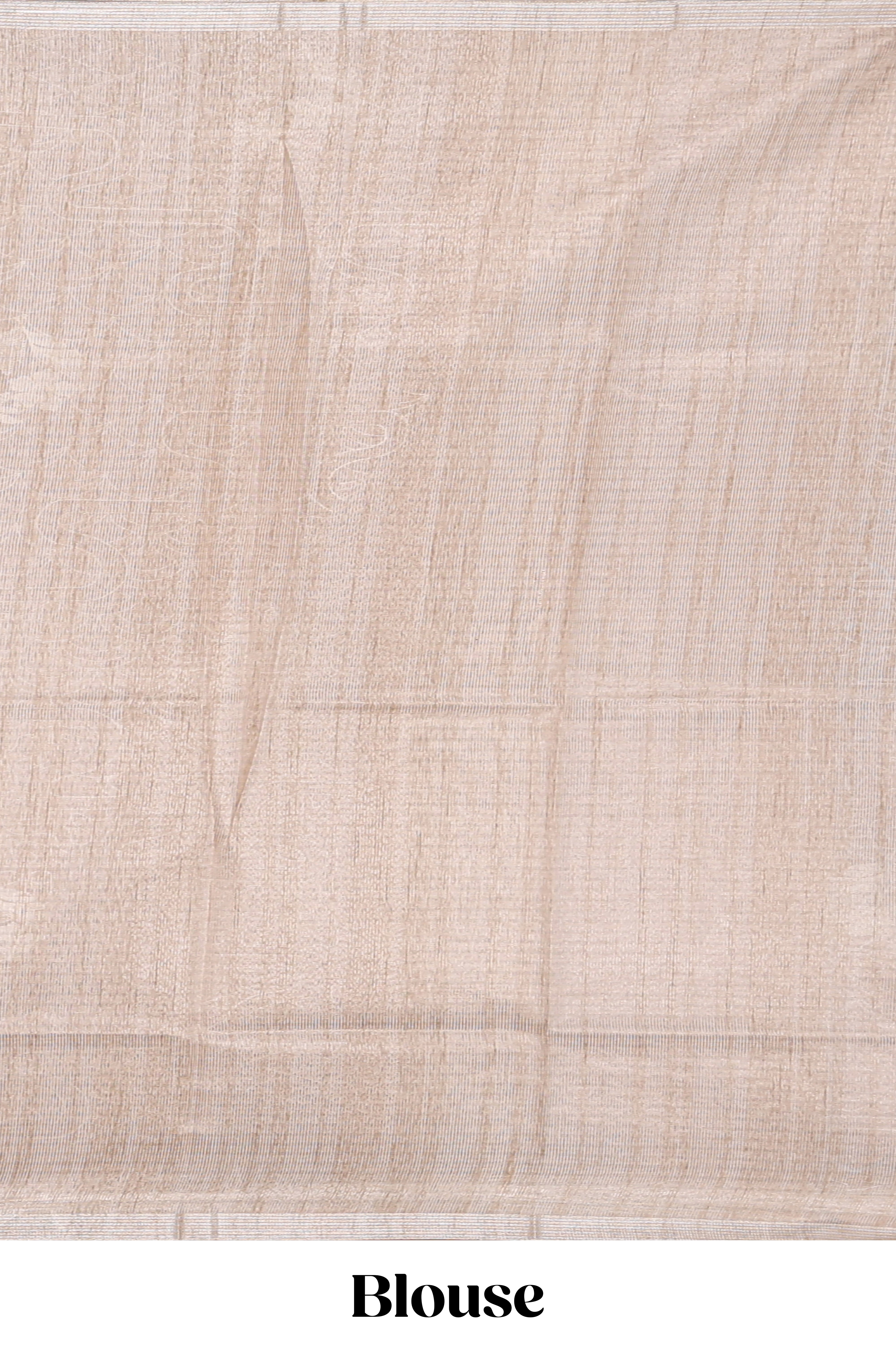 Almond beige unique design art tissue saree with flora design pallu and plain blouse