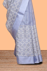 Lavender shade unique design art tissue saree with zari border and plain blouse