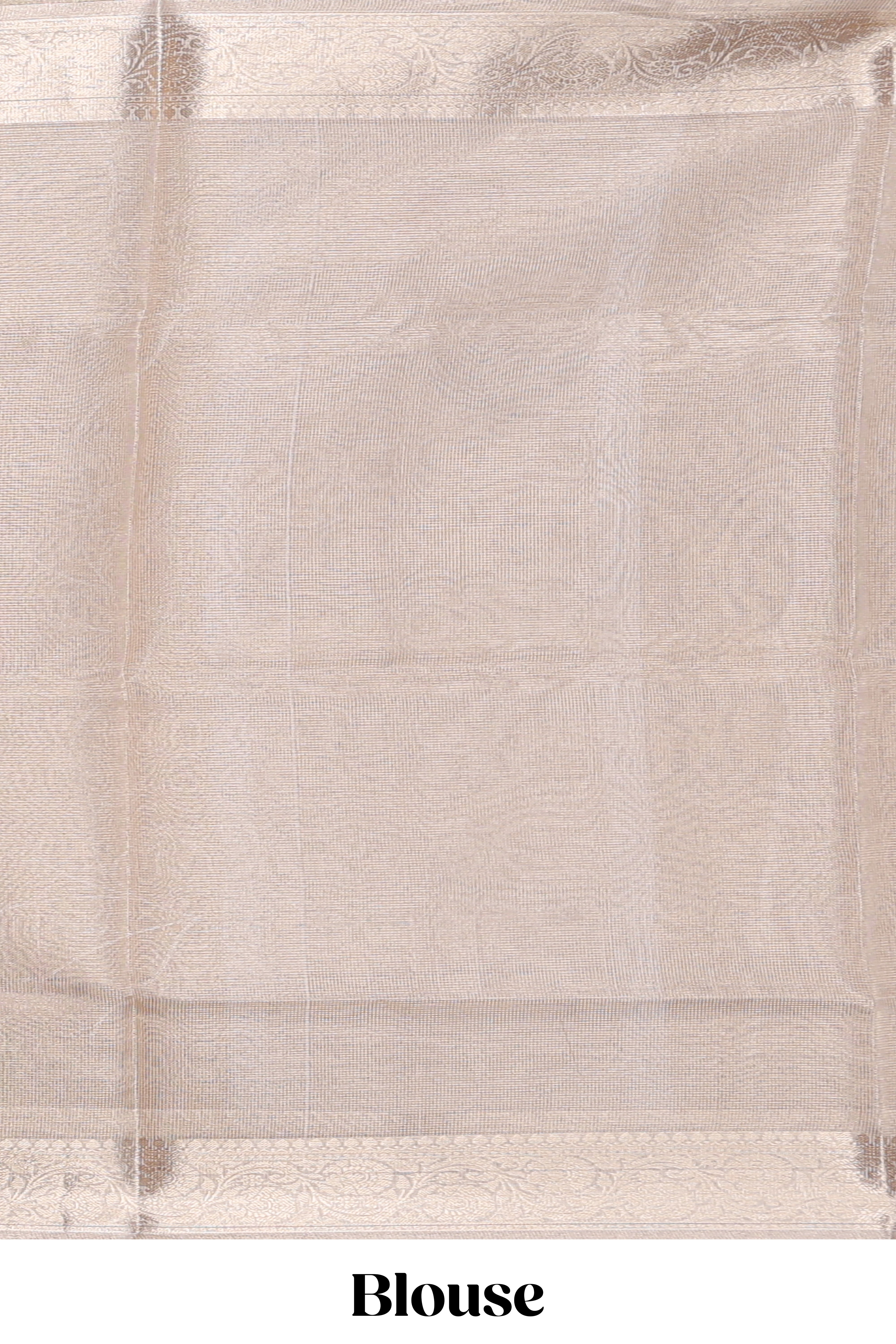 Antique Gold floral vine design art tissue saree with zari border and plain blouse